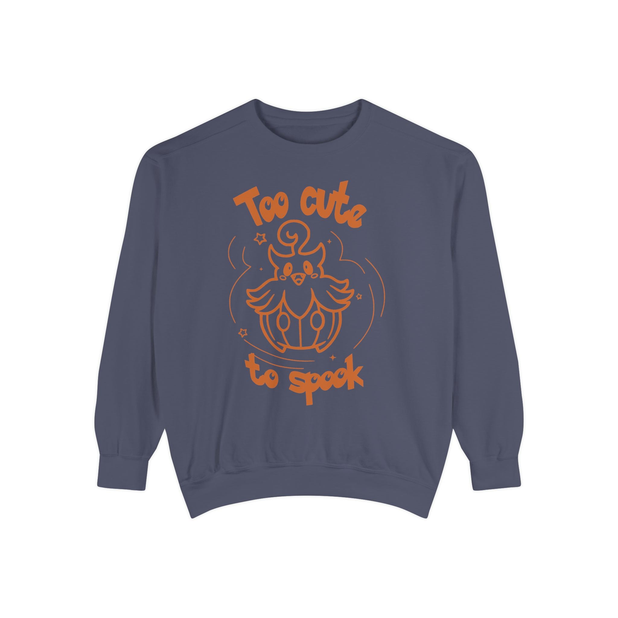 Too Cute to Spook Crewneck Sweatshirt | Comfy Halloween Theme Ghost Pumpkin Design