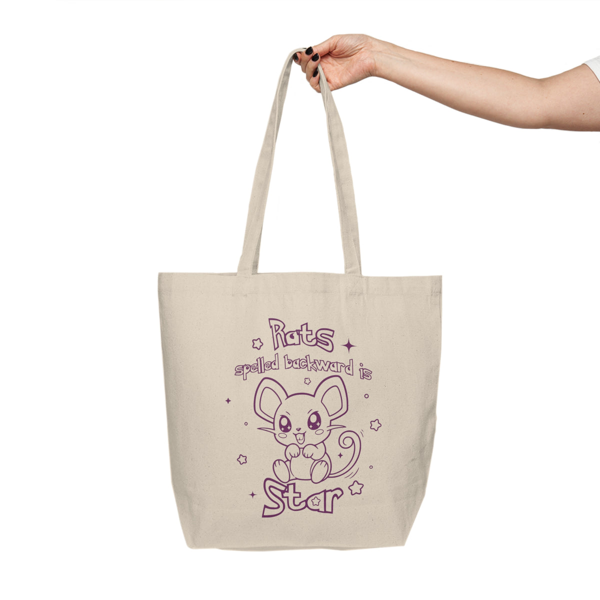 Rats spelled backward is star bag  cute rat Pkm canvas shopping totebag for gamer