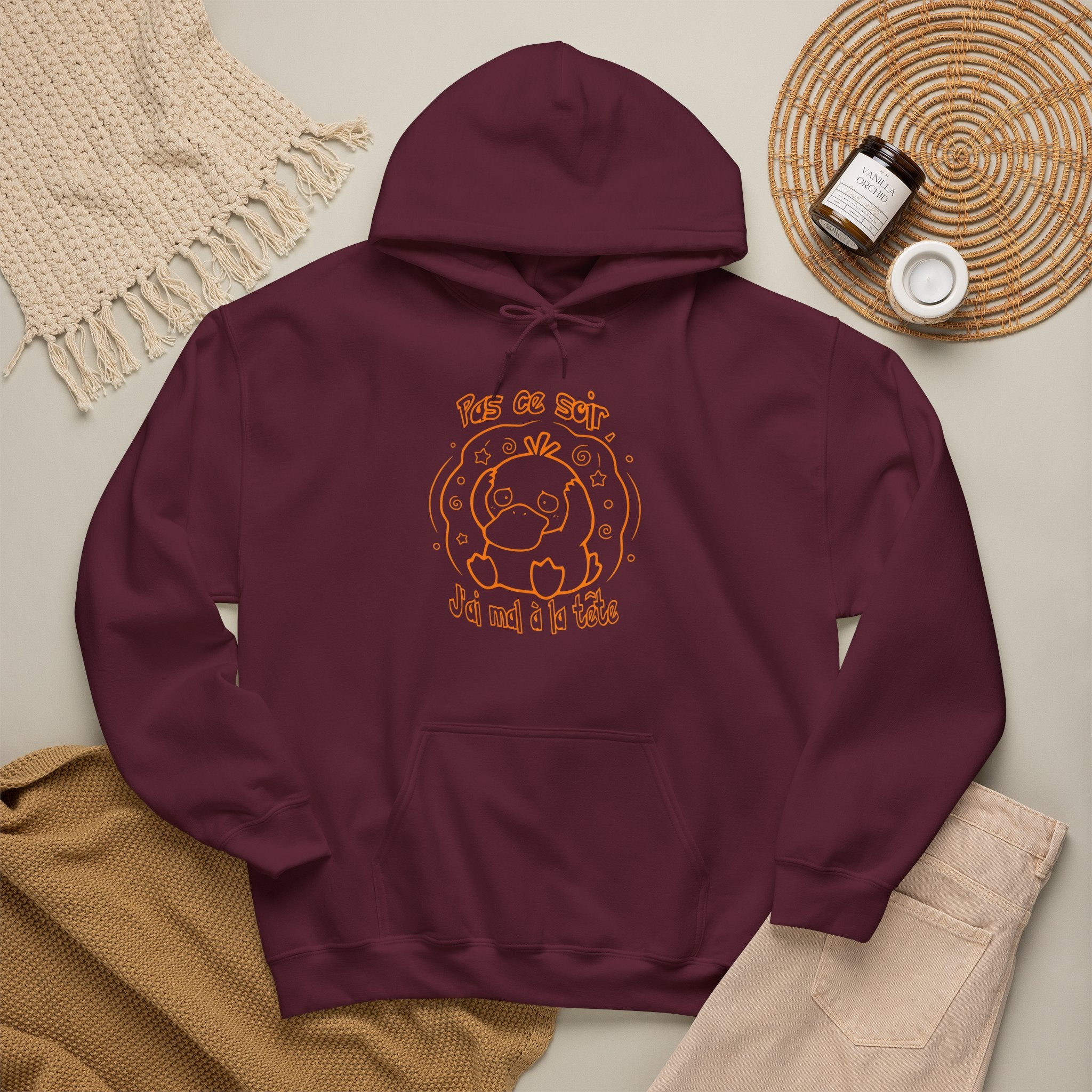 Hoodie inspiré de Psykokwak (Psyduck), Pas ce soir, j'ai mal à la tête