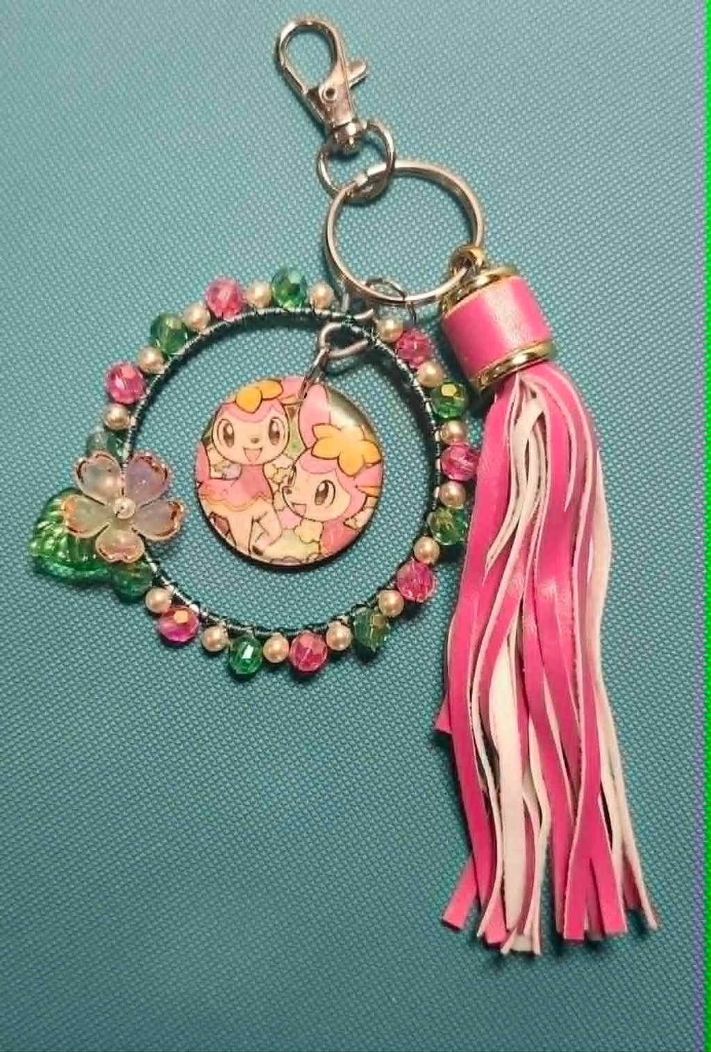 Handmade Deerling Charm | Petal Dance Collection | Pokémon Card Bag Charm & Floral Keychain