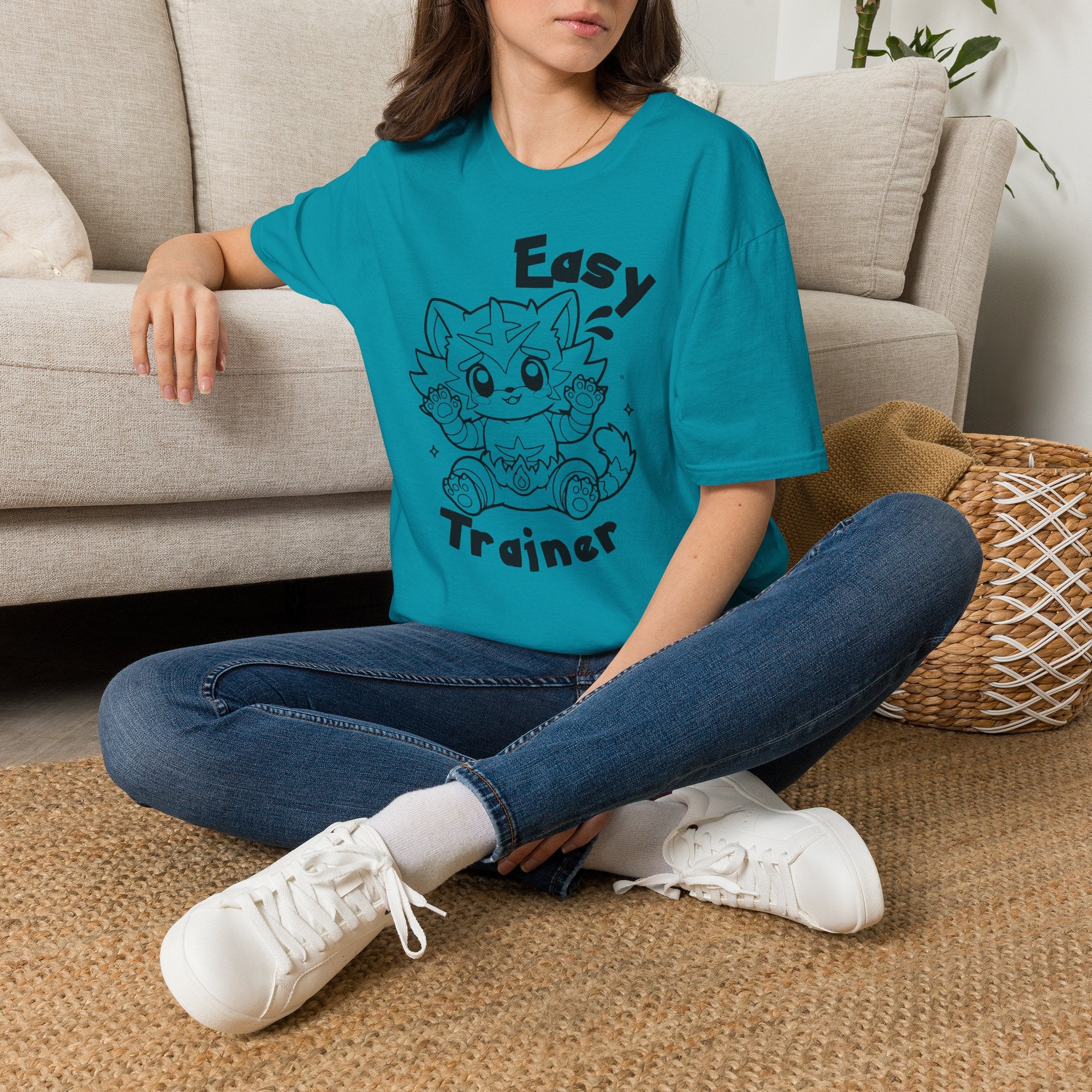 Easy Trainer T-Shirt | Cute Cartoon Easy Tiger Funny wrestling Cat Design Tee