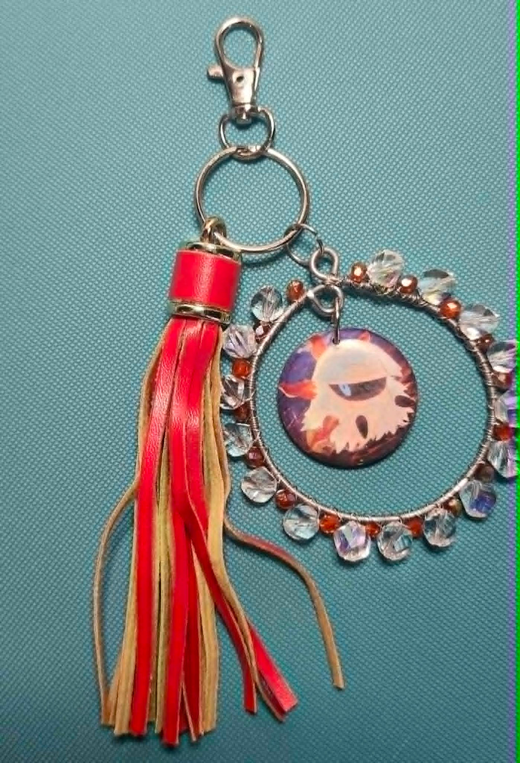 Larvesta Flame Charm – Handmade Pokémon-Inspired Bag Charm, Keychain & Car Accessory