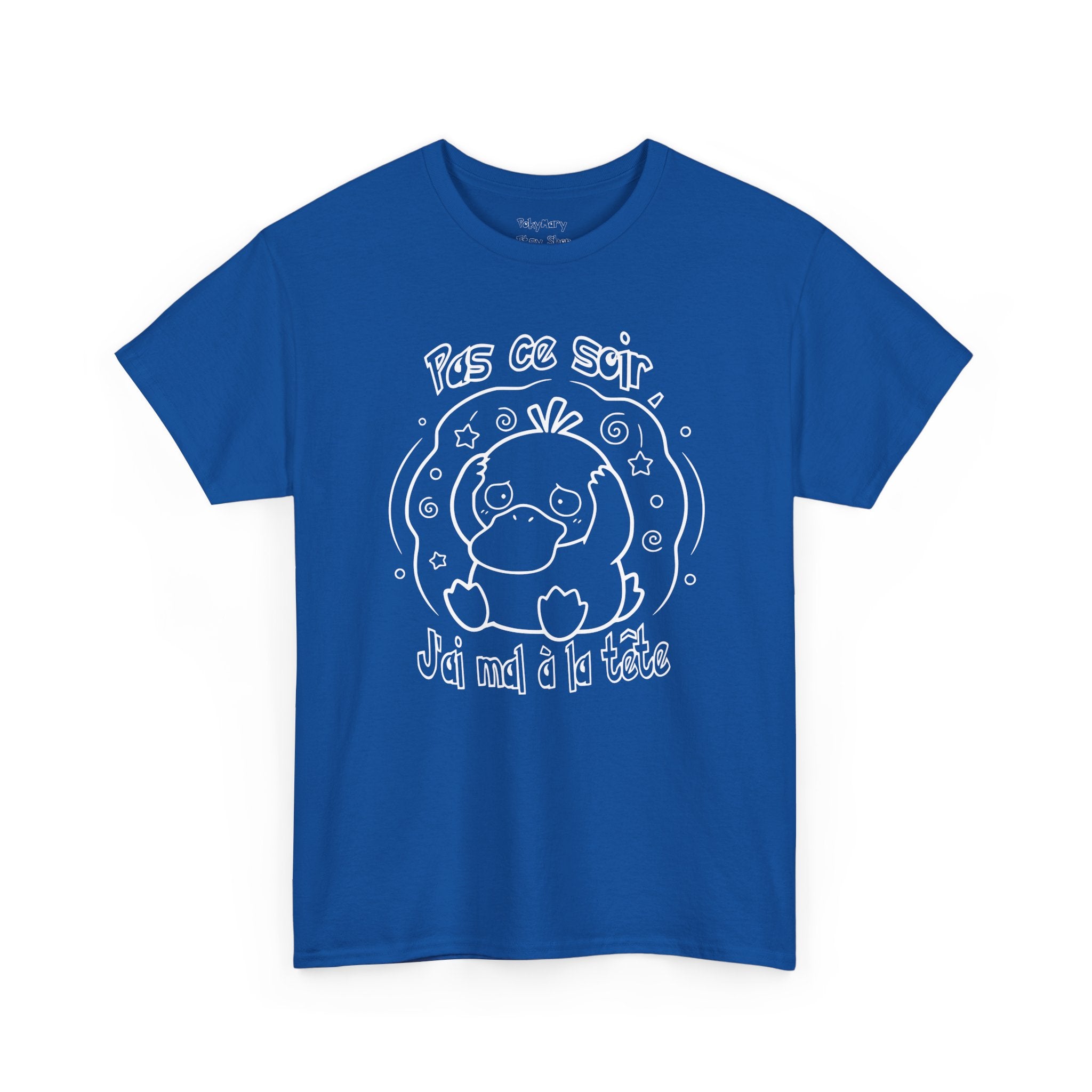 Canard Pas ce soir j'ai mal à la tête T-Shirt drôle francophone Animal Adorable Cadeau femme blonde copine