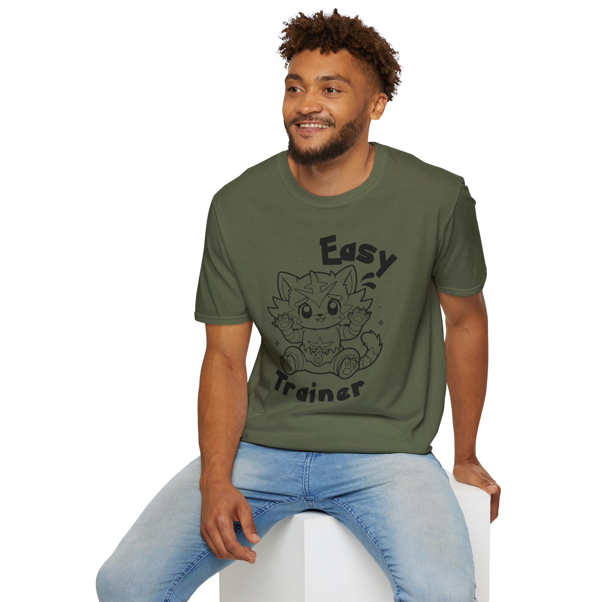 Easy Trainer T-Shirt | Cute Cartoon Easy Tiger Funny wrestling Cat Design Tee