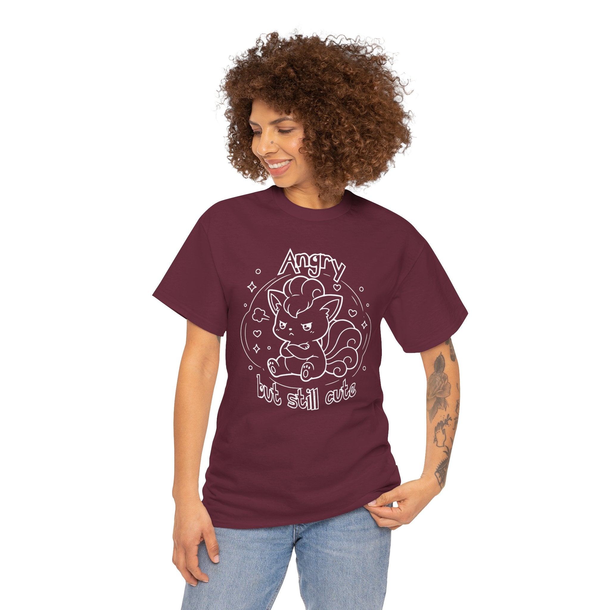 Fox Angry but still cute Grumpy Cute Fox Lady Shirt | Pouting Fox Illustration