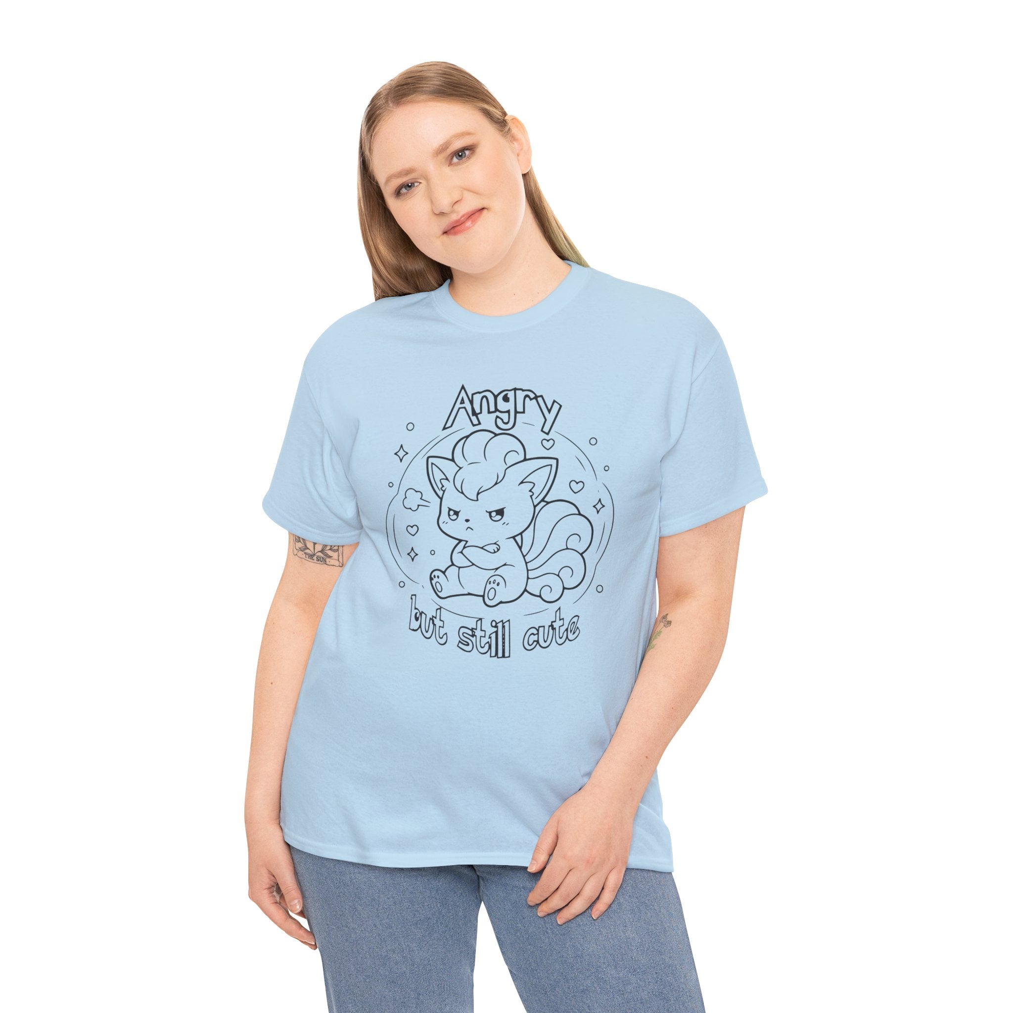 Fox Angry but still cute Grumpy Cute Fox Lady Shirt | Pouting Fox Illustration