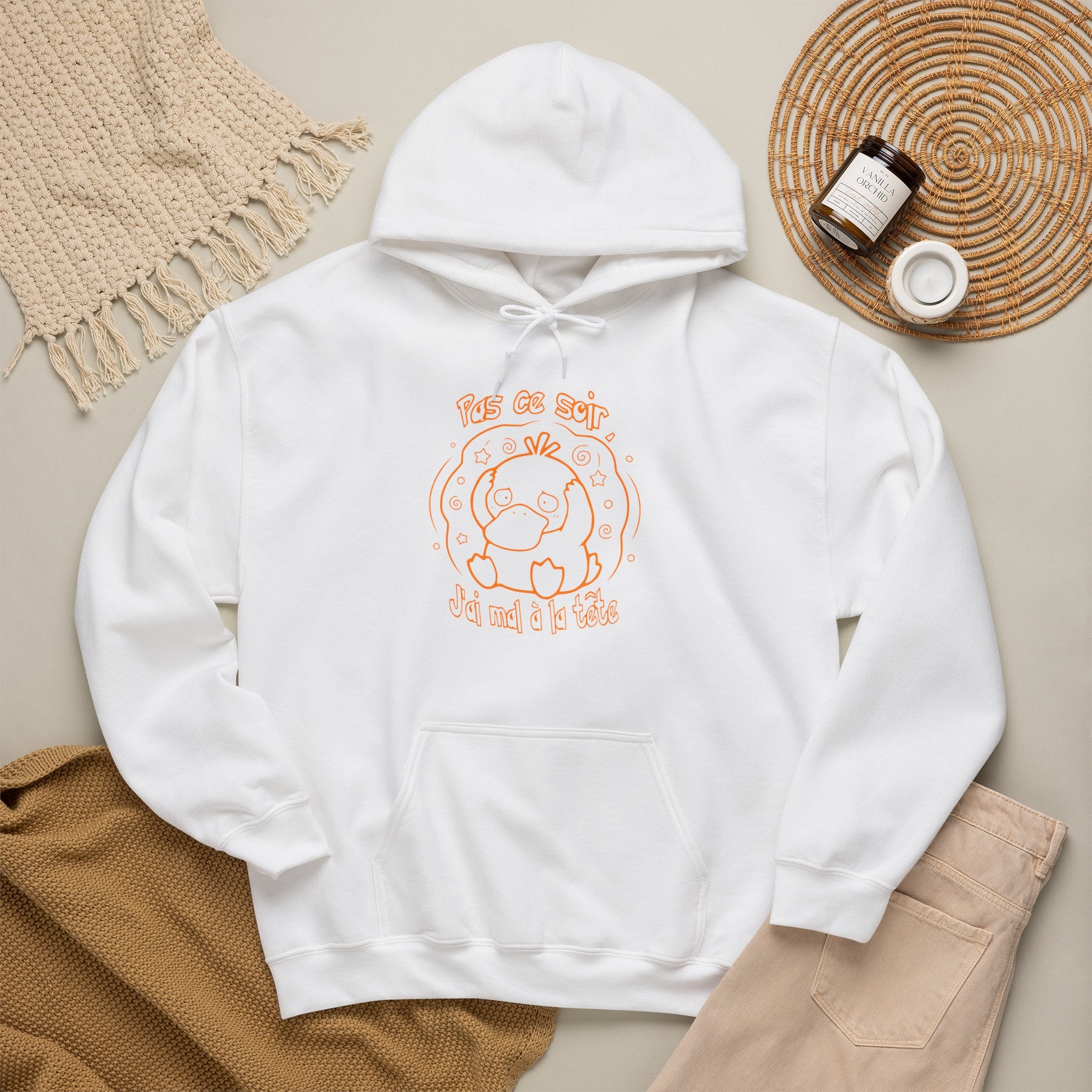 Hoodie inspiré de Psykokwak (Psyduck), Pas ce soir, j'ai mal à la tête