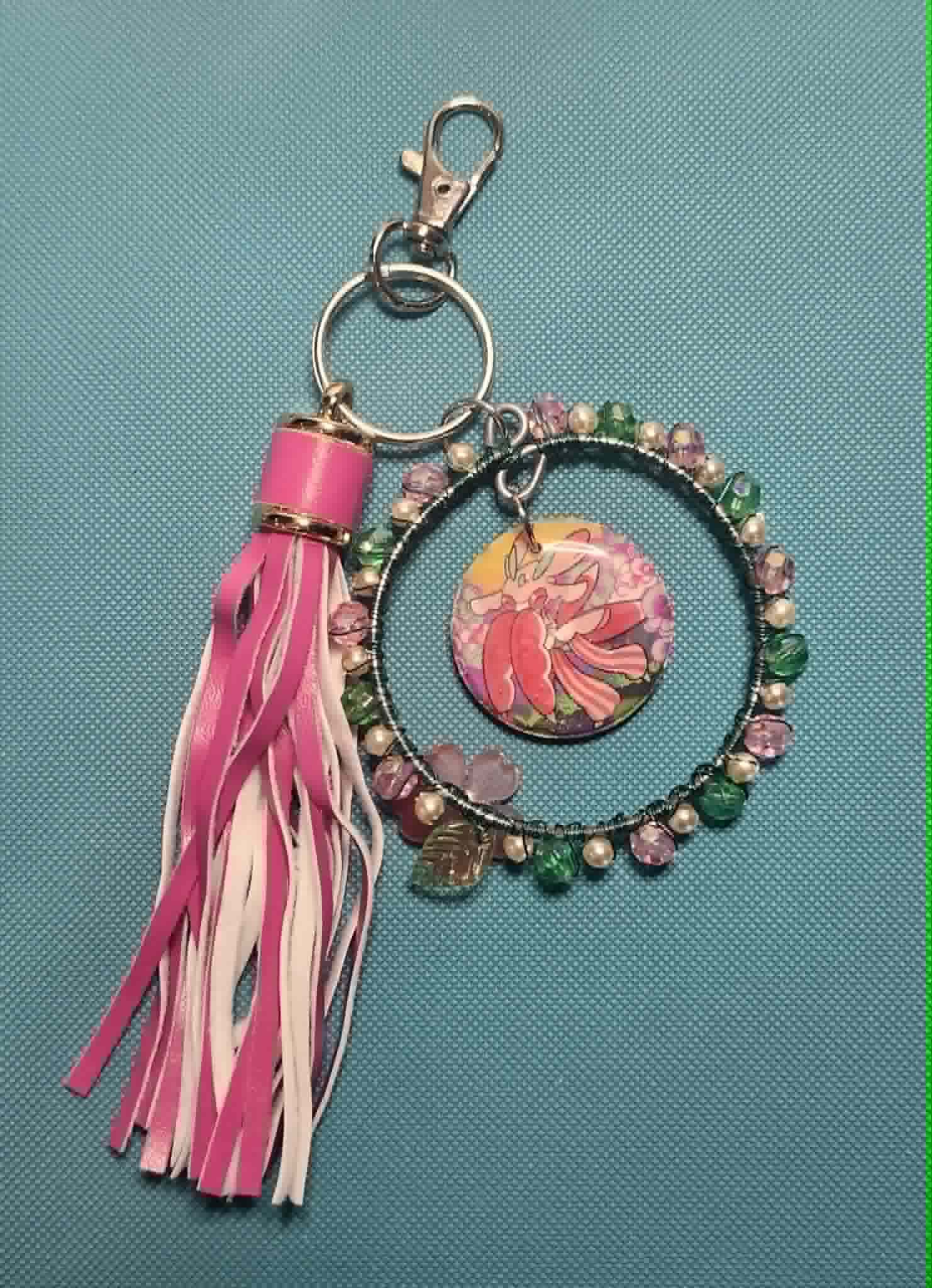 Handmade Fomantis & Lurantis Charm | Petal Dance Collection | Double-Sided Pokémon Bag Charm & Floral Keychain