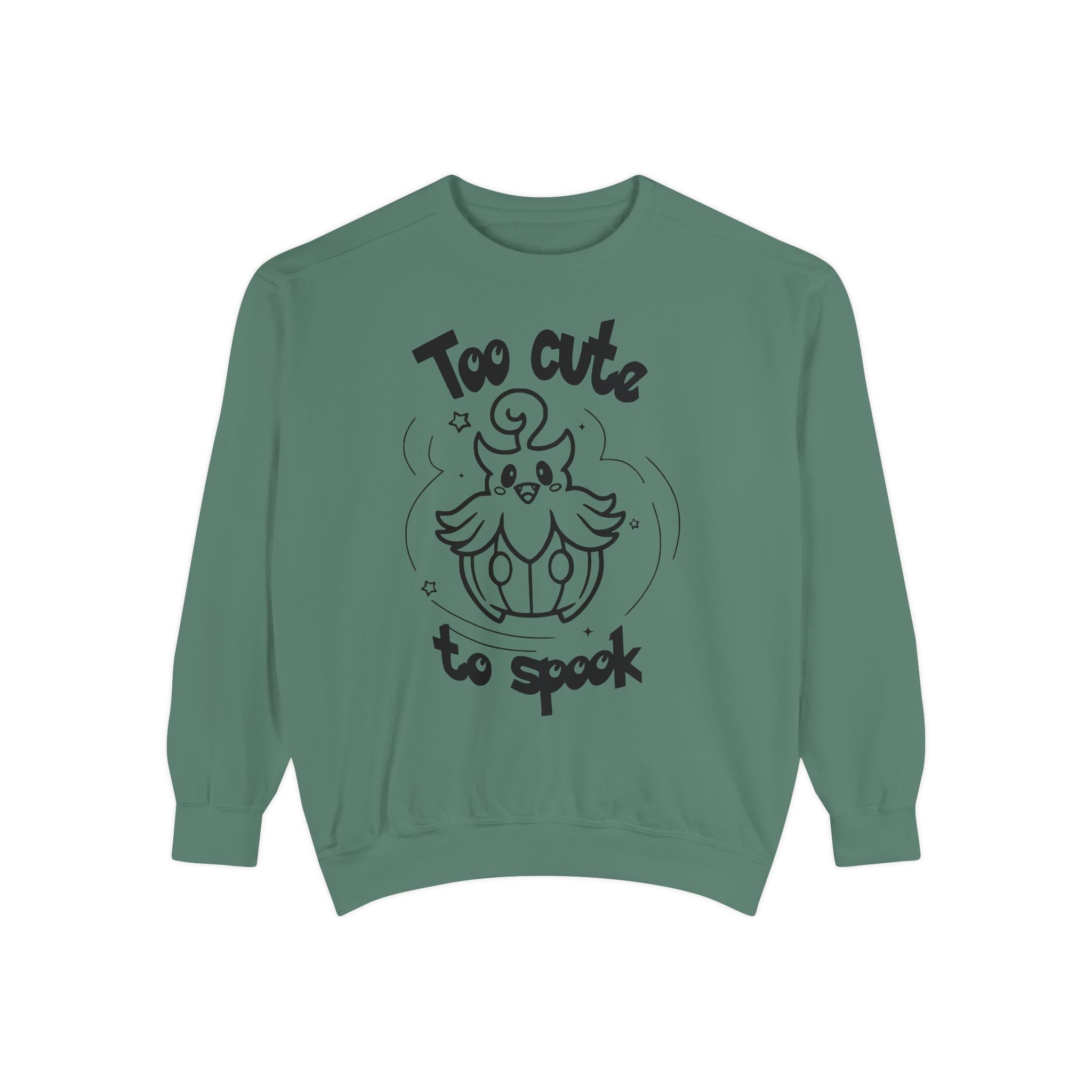 Too Cute to Spook Crewneck Sweatshirt | Comfy Halloween Theme Ghost Pumpkin Design