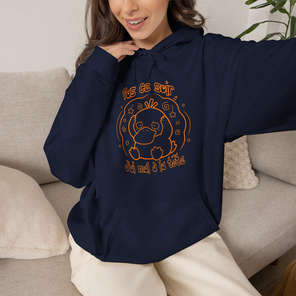 Canard Pas ce soir j'ai mal à la tête Hoodie drôle Sweater francophone Animal Adorable Cadeau femme blonde copine