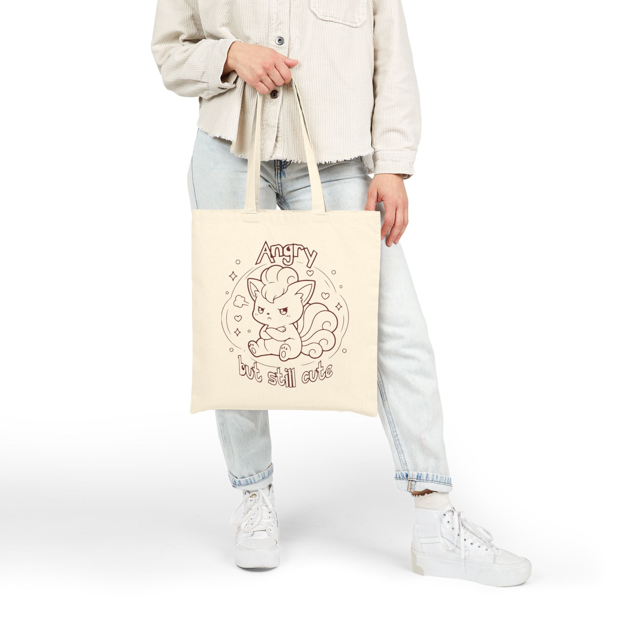 Fox Angry but still cute Grumpy cute animal Pouting Illustration Tote Bag | Canvas Tote