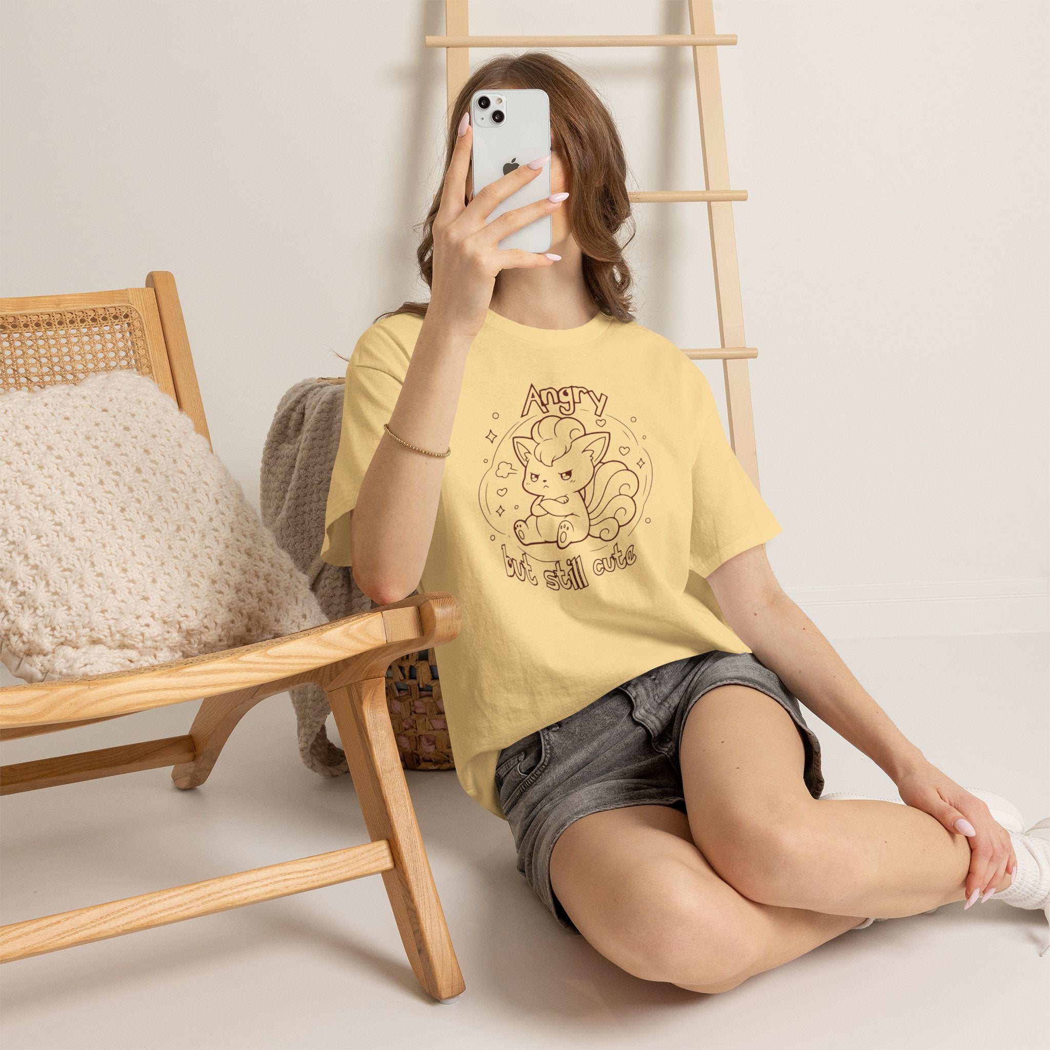 Fox Angry but still cute Grumpy Cute Fox Lady Shirt | Pouting Fox Illustration