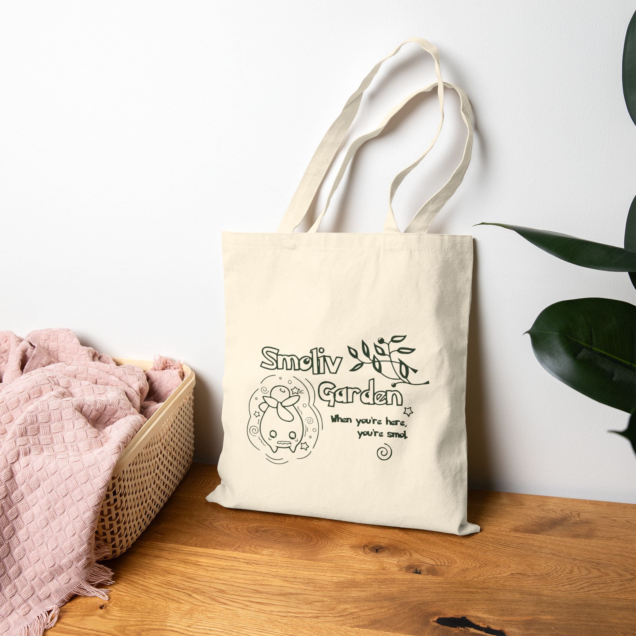 Smol Garden Tote Bag | Cute Kawaii Shopping Geek Bag | Plant Lover Gift | Cozy Gamer Gift for Women