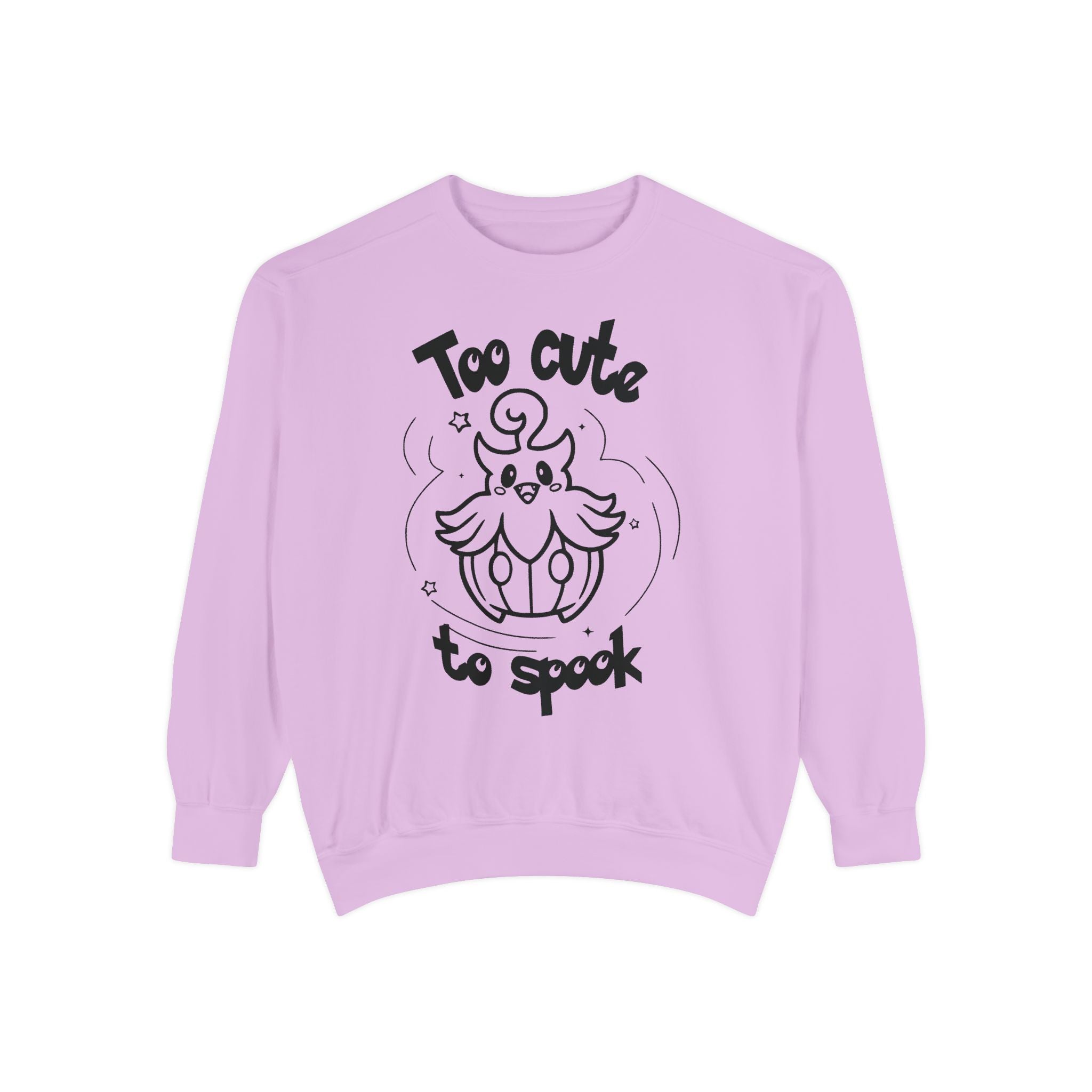 Too Cute to Spook Crewneck Sweatshirt | Comfy Halloween Theme Ghost Pumpkin Design