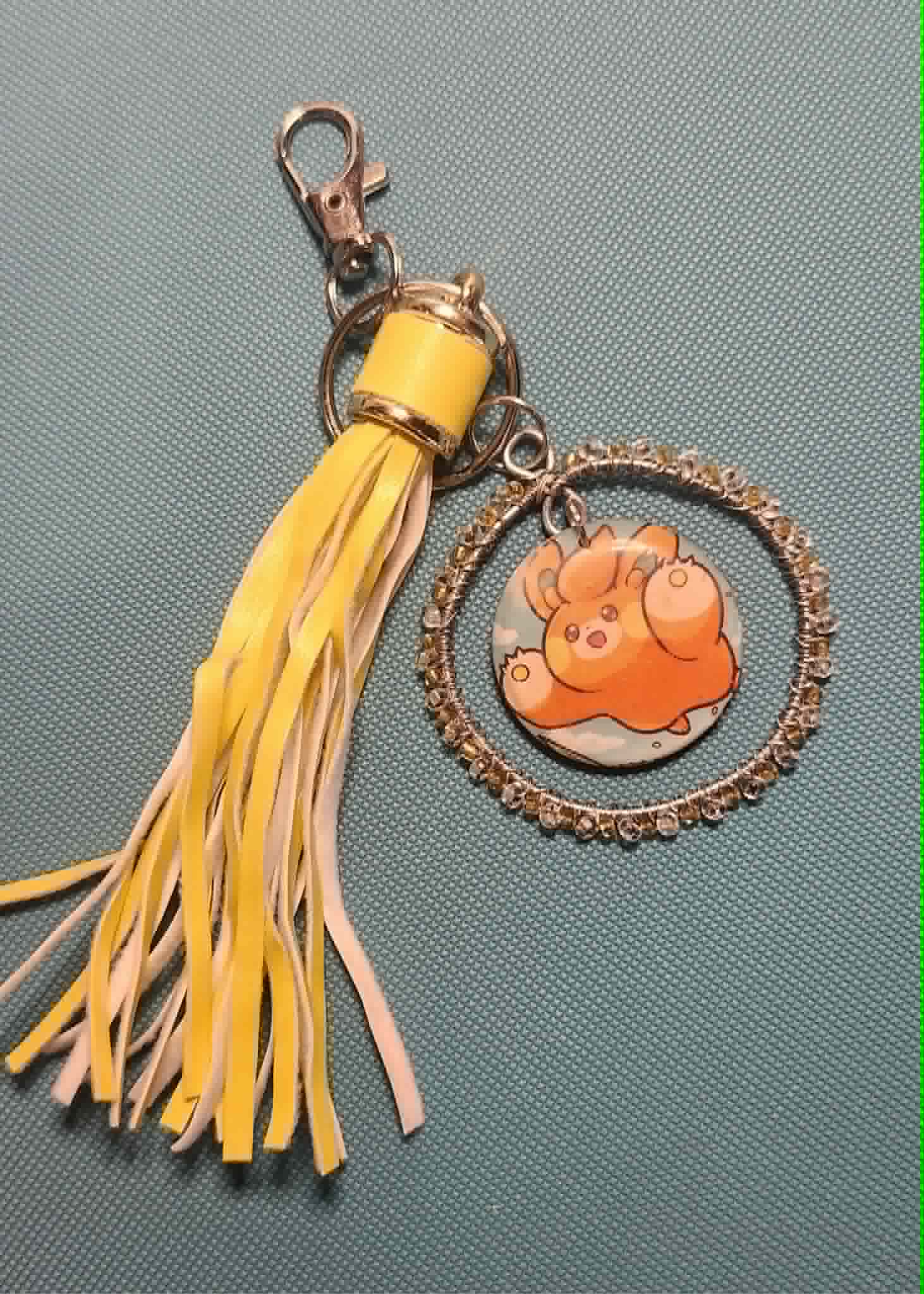Handmade Pawmo Keychain | Cute Electric Pokémon Bag Charm | Double-Sided Anime Keyring | Kawaii Gamer Gift for Women