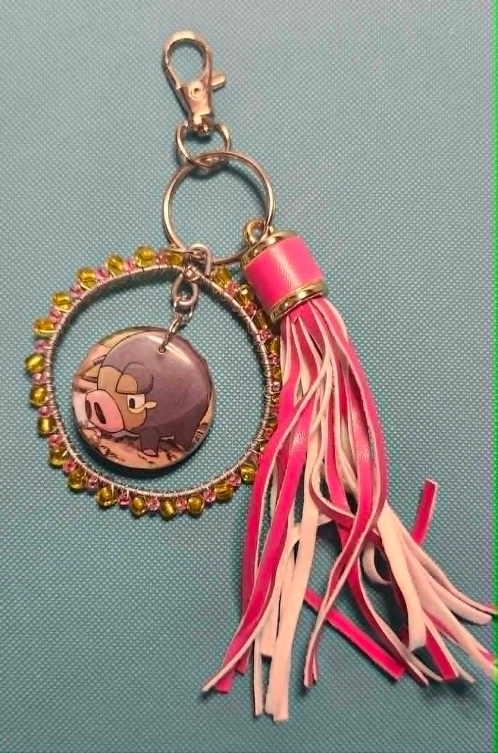 Lechonk Meadow Charm – Handmade Pokémon-Inspired Bag Charm, Keychain & Car Accessory