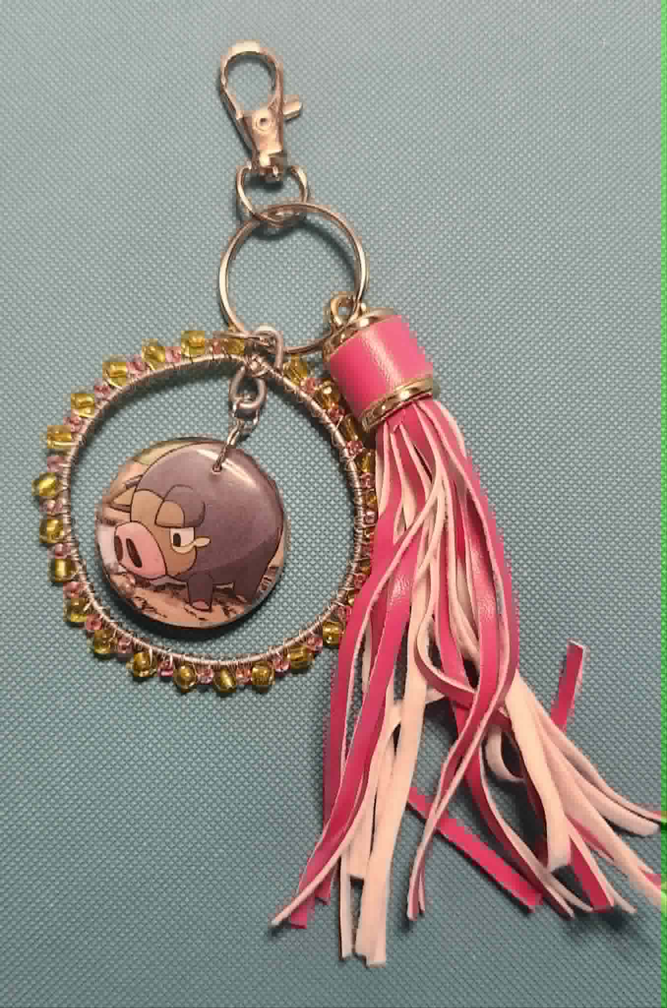 Lechonk Meadow Charm – Handmade Pokémon-Inspired Bag Charm, Keychain & Car Accessory