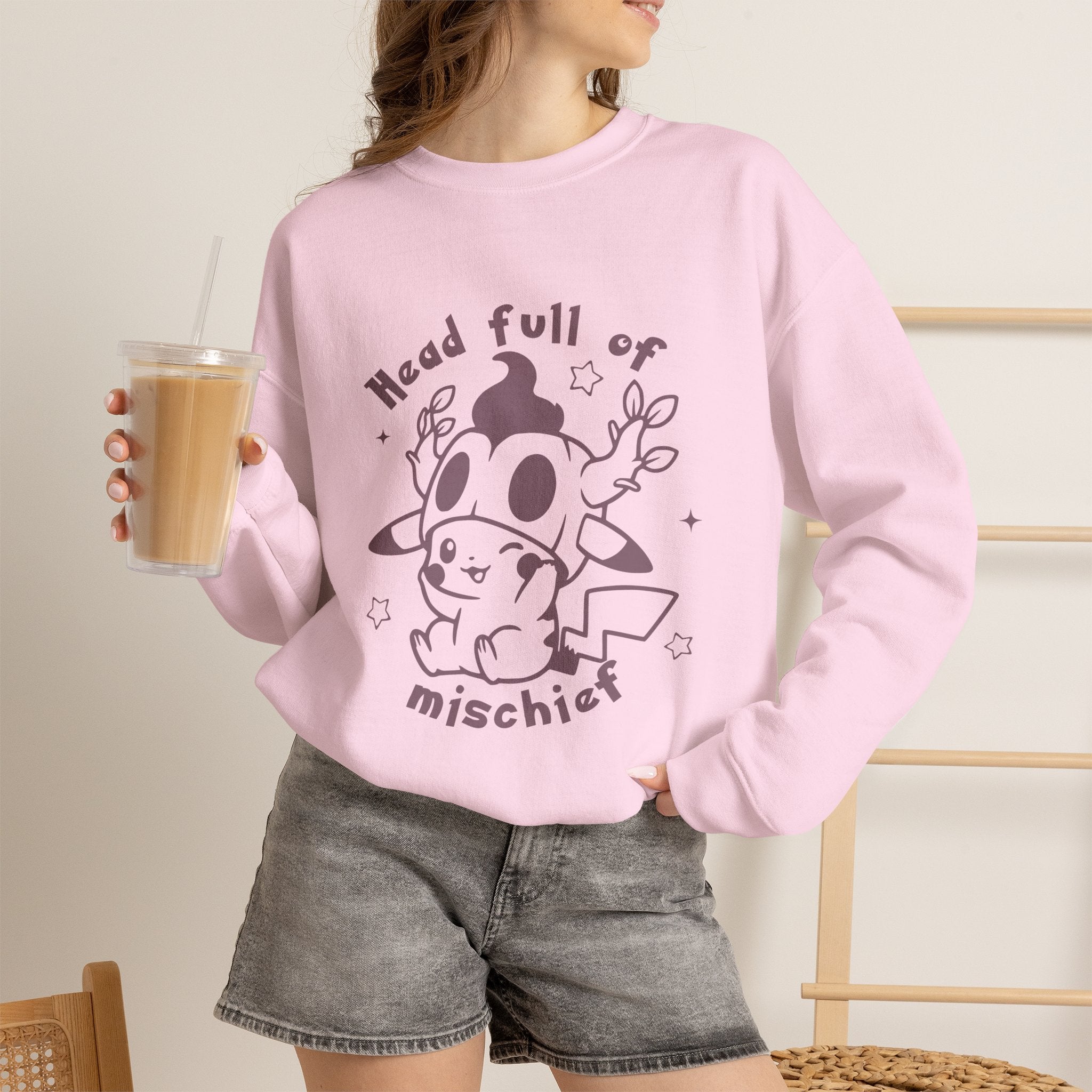 Head Full of Mischief Sweatshirt | Cute Halloween Ghost Crewneck | Cozy Fall Sweatshirt | Geek Autumn Sweater | Kawaii Spooky Apparel