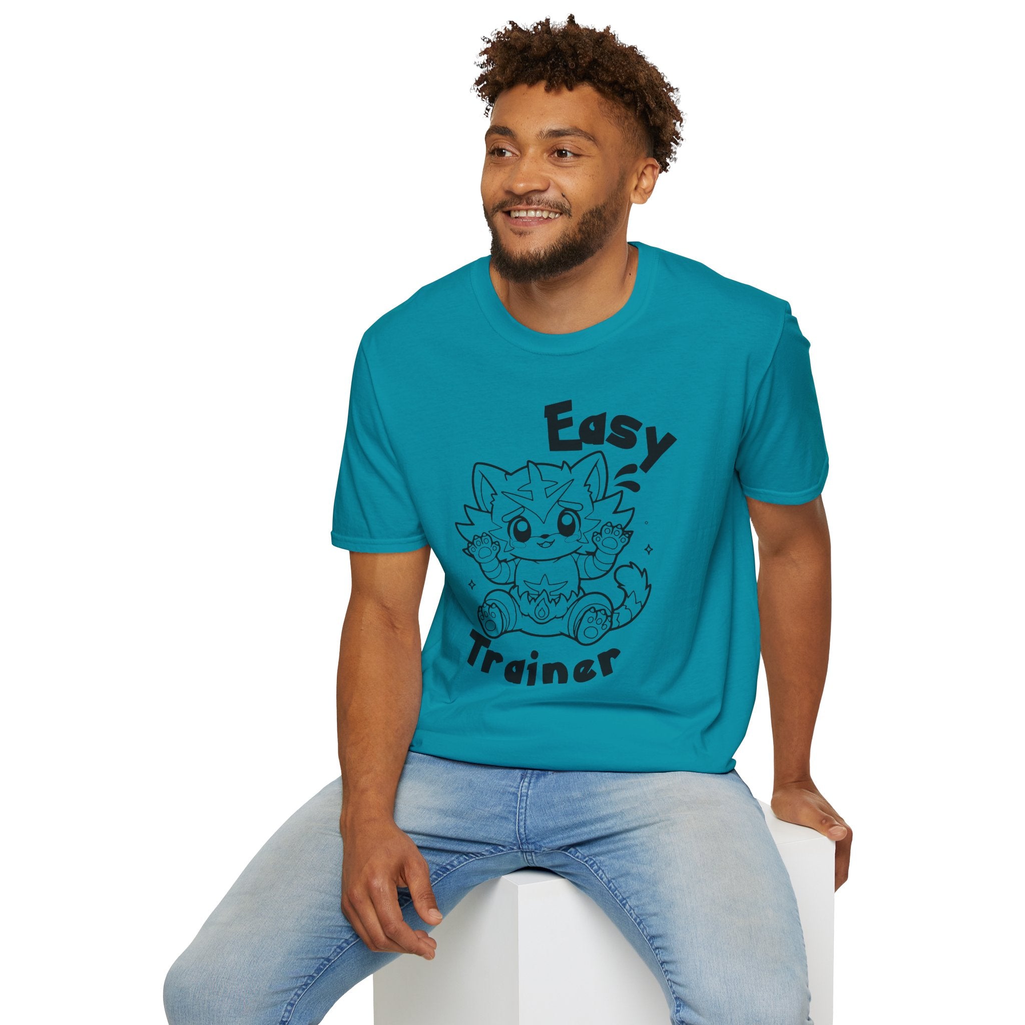 Easy Trainer T-Shirt | Cute Cartoon Easy Tiger Funny wrestling Cat Design Tee