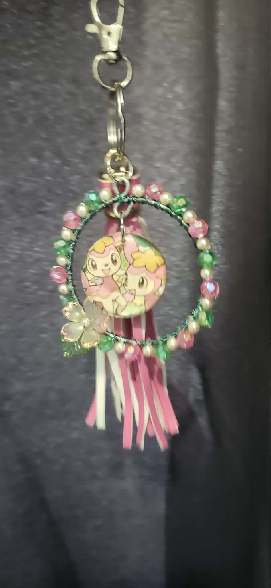 Handmade Deerling Charm | Petal Dance Collection | Pokémon Card Bag Charm & Floral Keychain