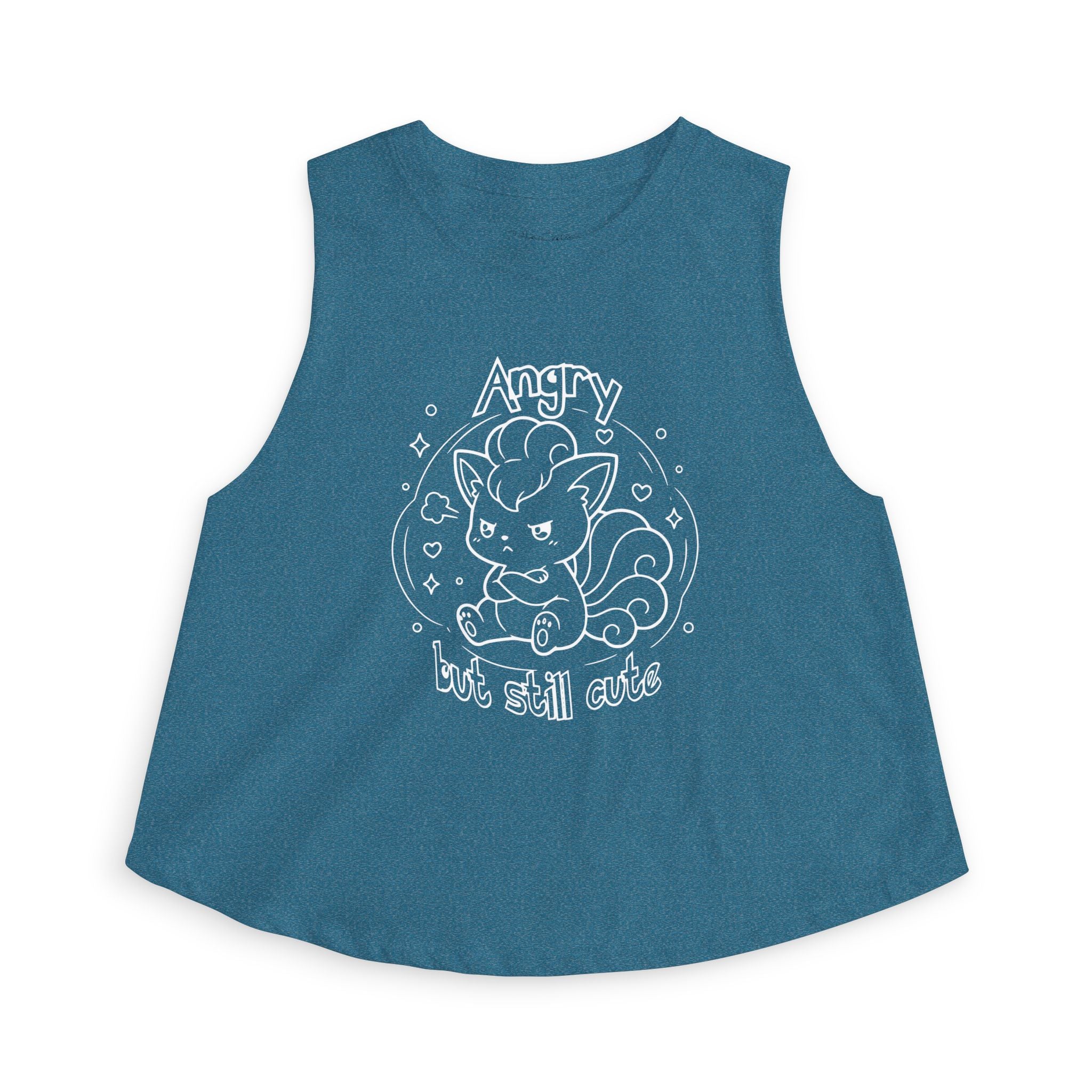 Fox Angry but still cute Grumpy Cute Fox Lady Crop Top | Pouting Fox Illustration