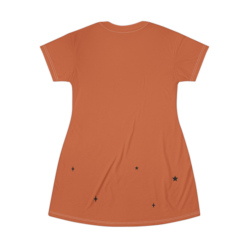 Too Cute to Spook T-Shirt Dress, Pumpkin Halloween Sleep Shirt, Cute Orange Comfy Nightdress for Women, Cozy Fall Pajama Dress