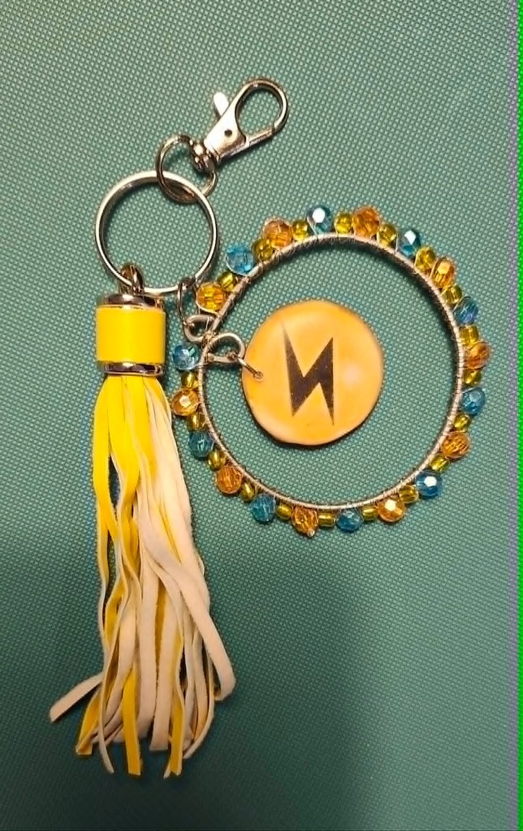 Rotom Inspired Handmade Pokémon Charm – Resin Keychain with Crystal Beads & Tassel