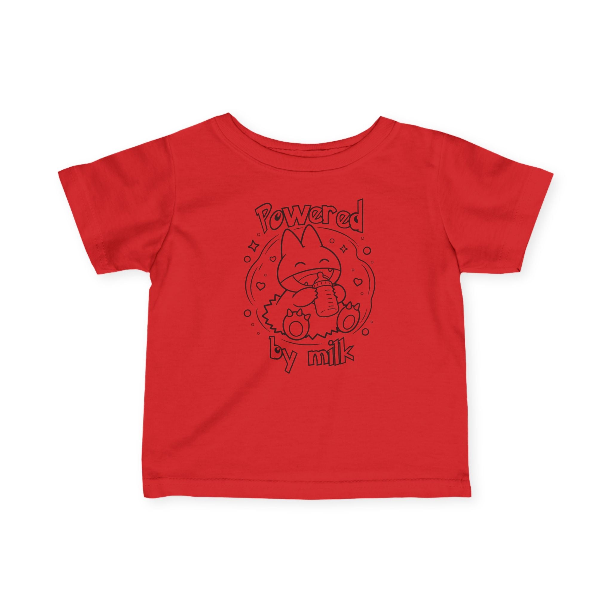 Baby Powered by Milk Infant T-Shirt | Cute Monster Drinking Bottle Shirt