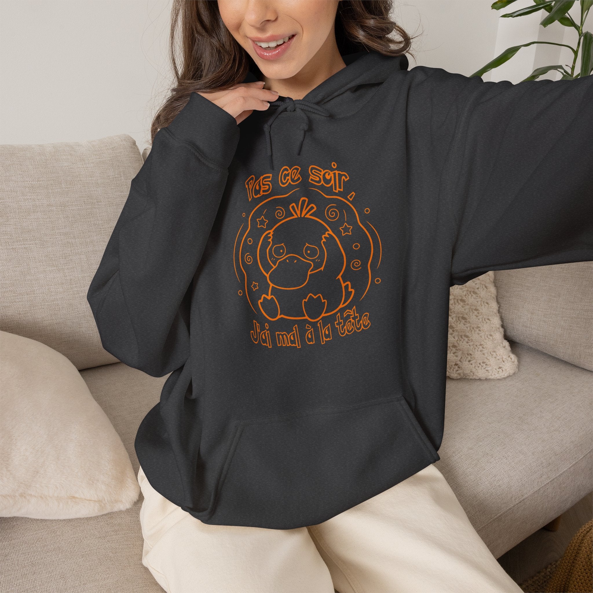 Canard Pas ce soir j'ai mal à la tête Hoodie drôle Sweater francophone Animal Adorable Cadeau femme blonde copine