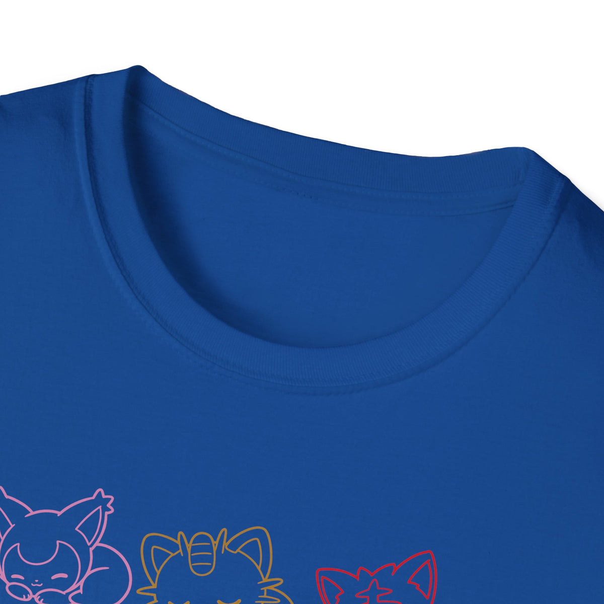 Sleeping Pokémon Cats Line Art T-Shirt | Pastel Rainbow Kitten Trio Anime Tee Shirt
