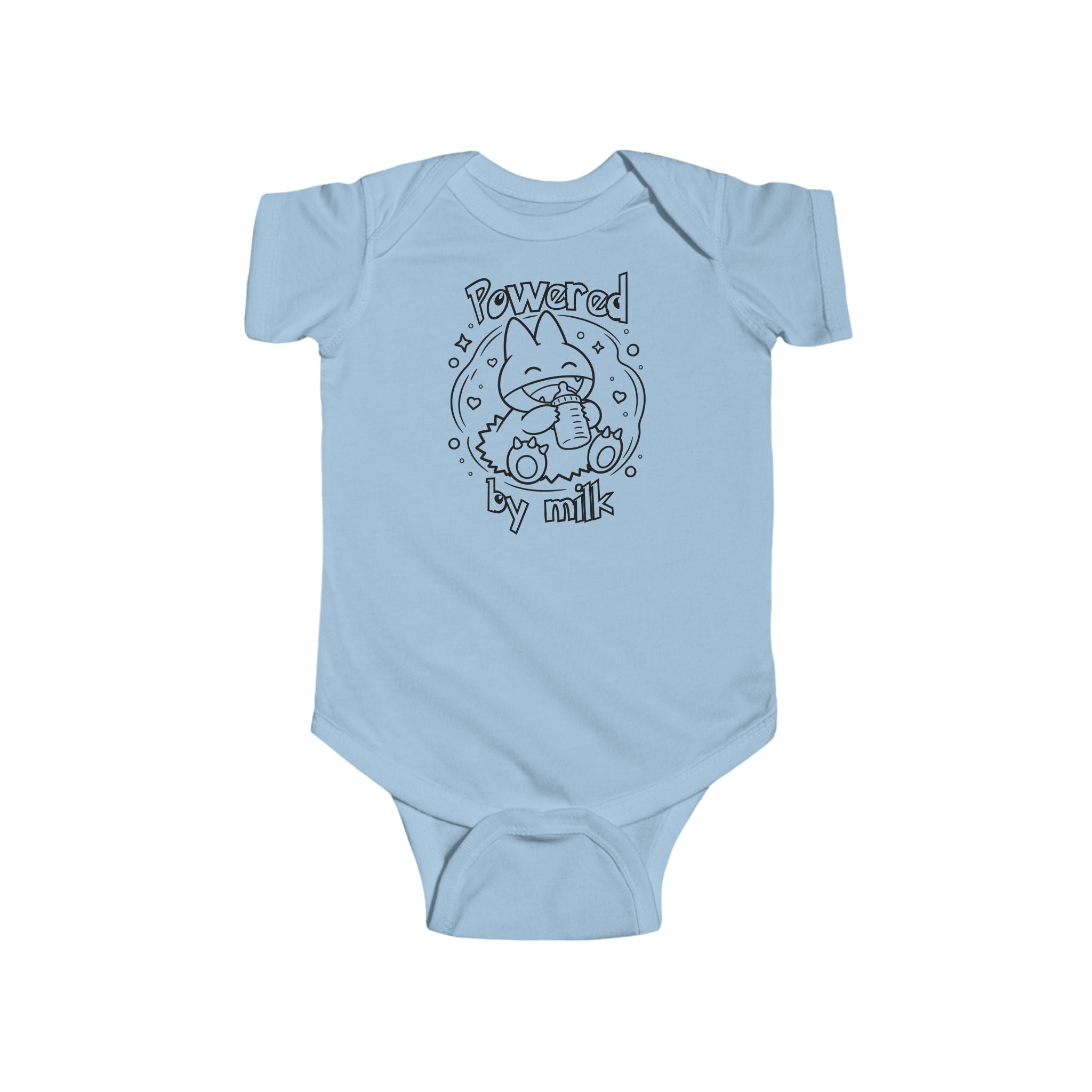 Baby Powered by Milk Infant Bodysuit | Cute Monster Drinking Bottle