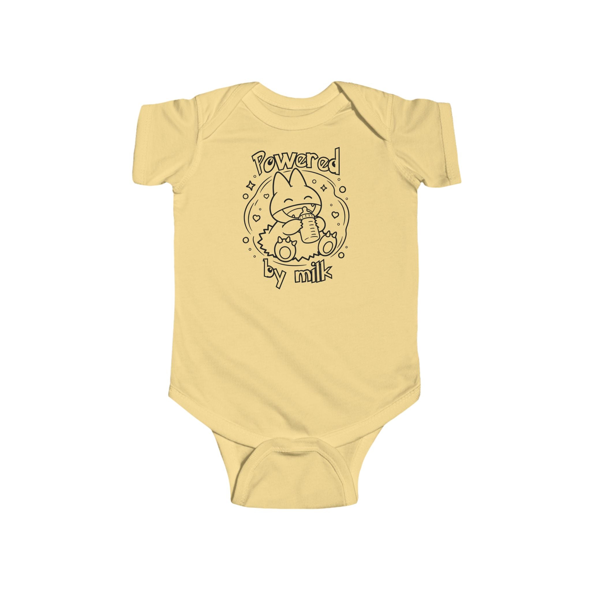 Baby Powered by Milk Infant Bodysuit | Cute Monster Drinking Bottle