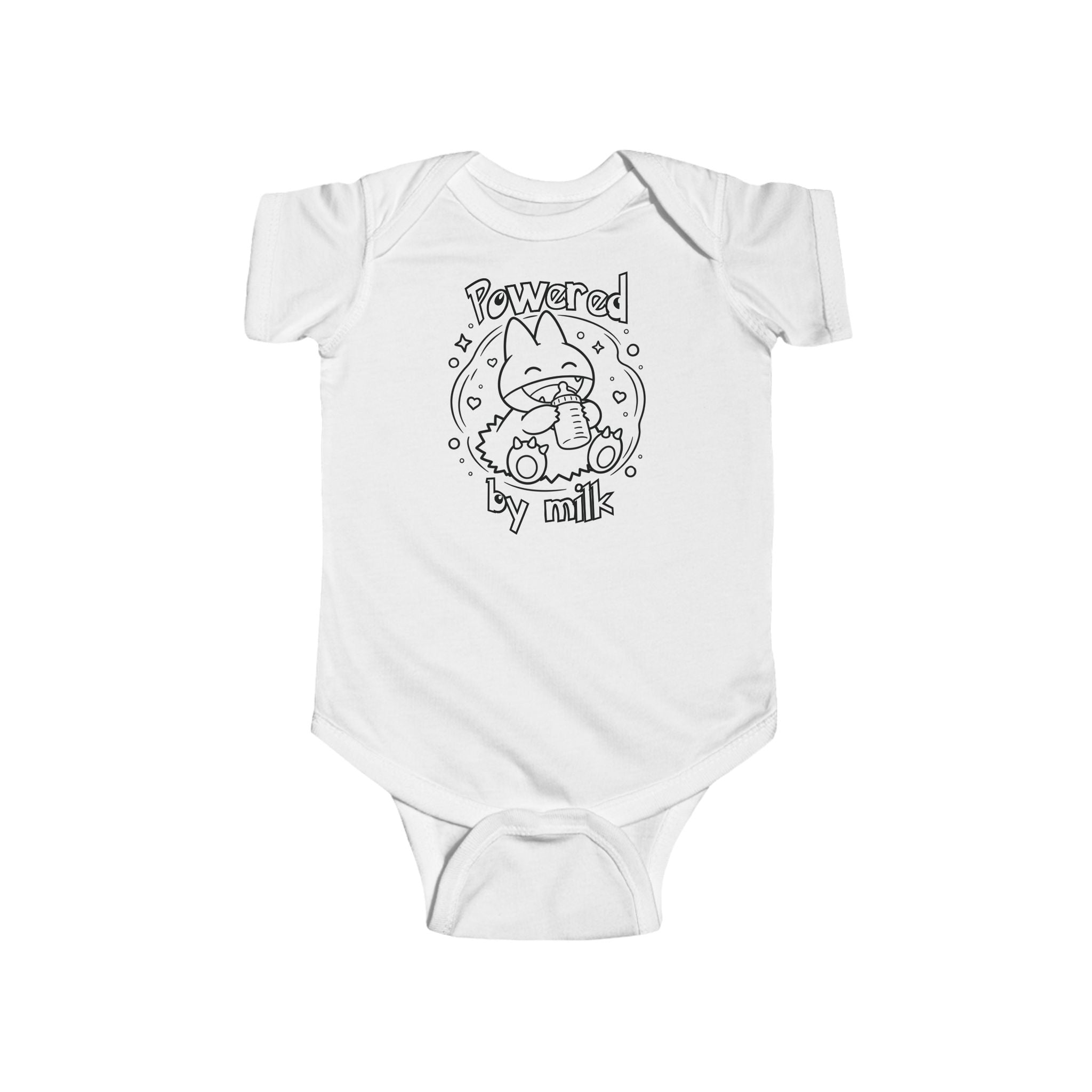 Baby Powered by Milk Infant Bodysuit | Cute Monster Drinking Bottle