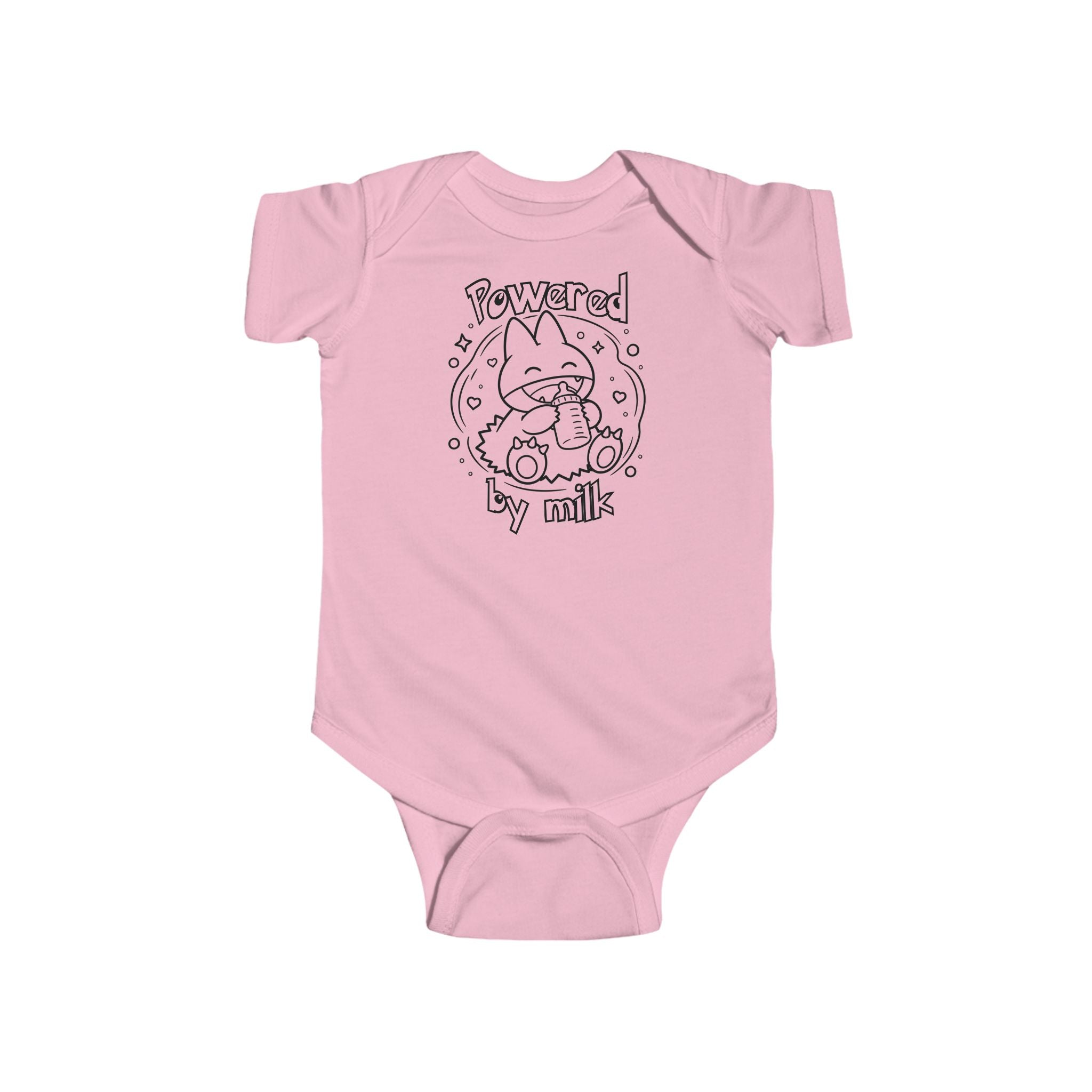 Baby Powered by Milk Infant Bodysuit | Cute Monster Drinking Bottle