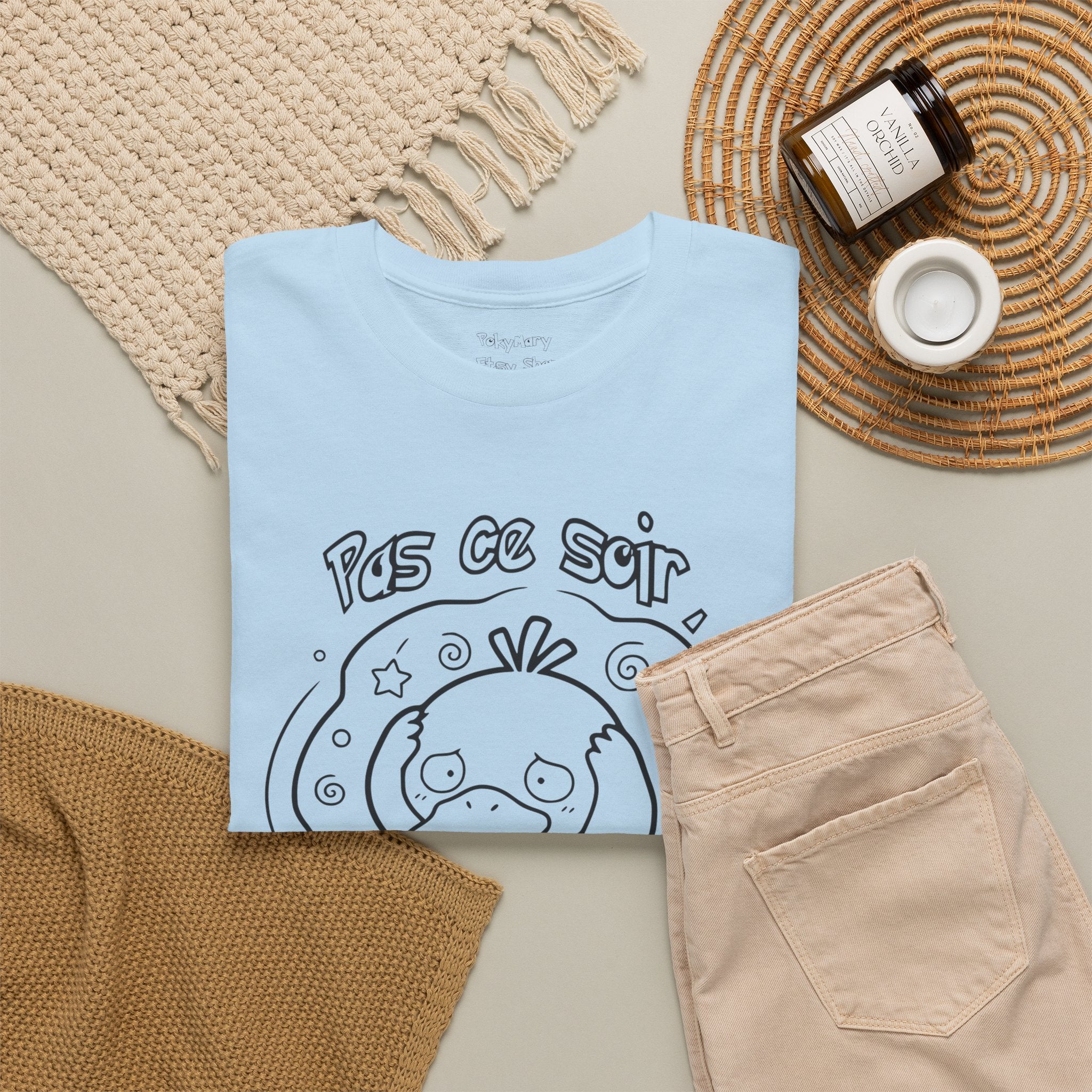 Canard Pas ce soir j'ai mal à la tête T-Shirt drôle francophone Animal Adorable Cadeau femme blonde copine