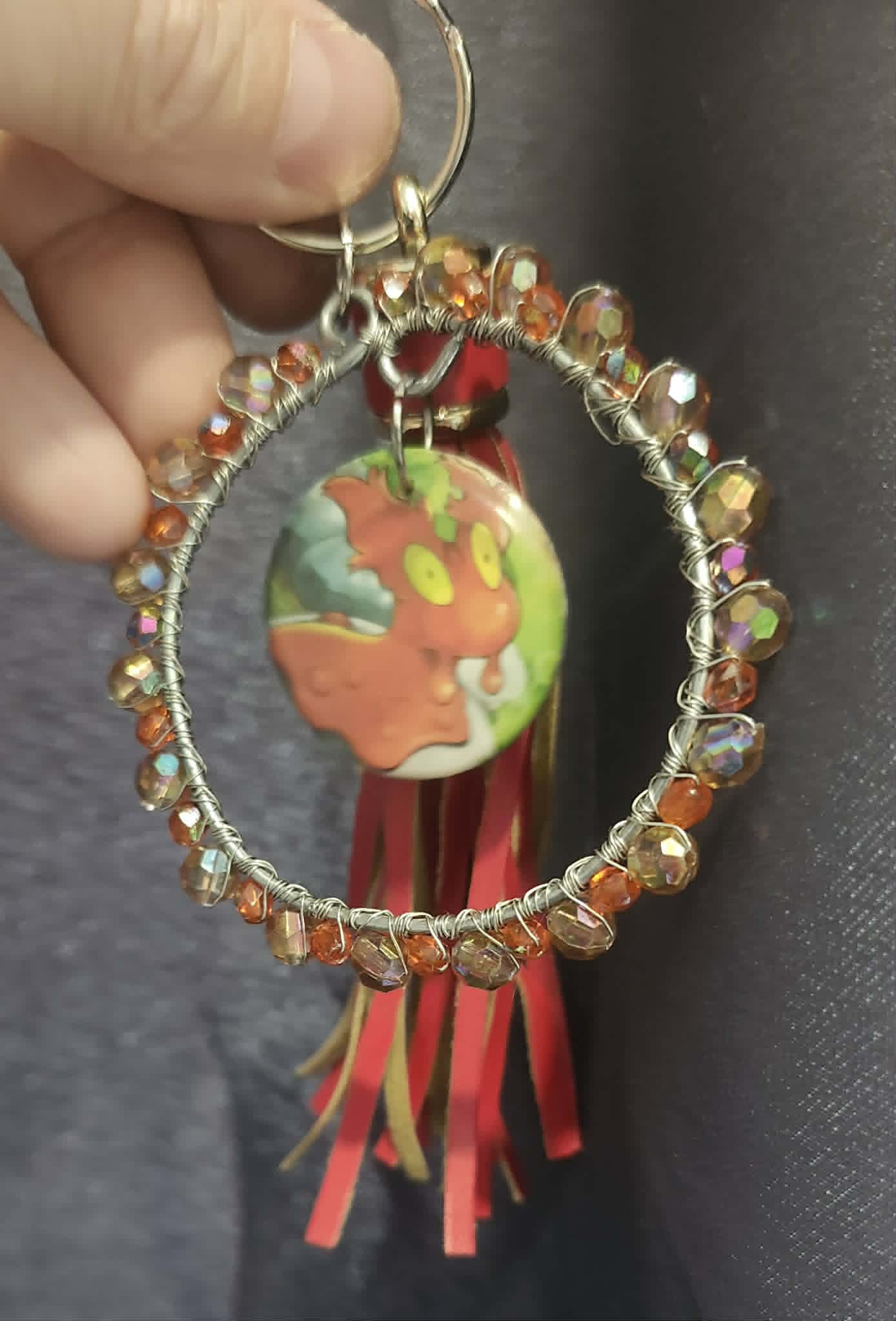 Slugma Molten Charm – Handmade Pokémon-Inspired Bag Charm, Keychain & Car Accessory