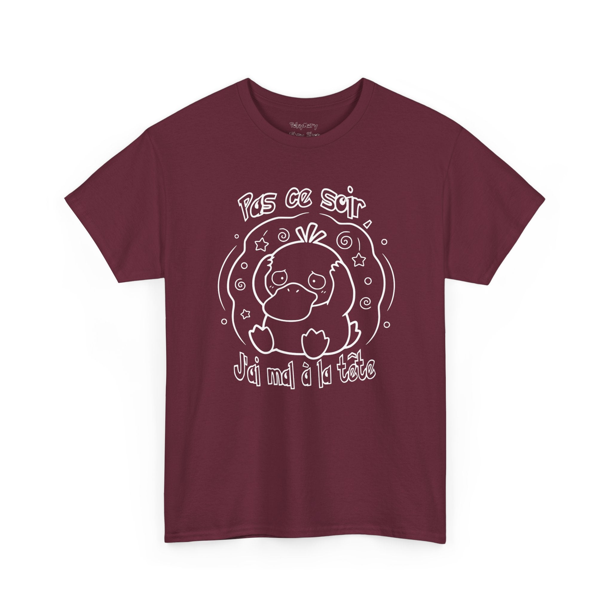 Canard Pas ce soir j'ai mal à la tête T-Shirt drôle francophone Animal Adorable Cadeau femme blonde copine