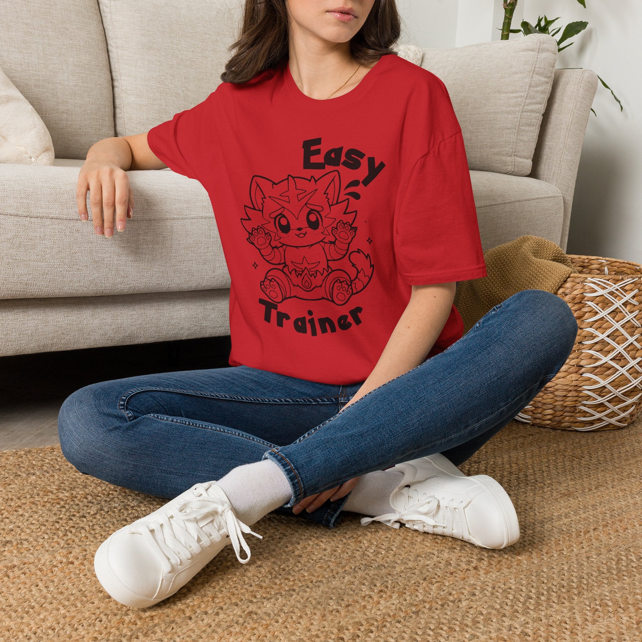 Easy Trainer T-Shirt | Cute Cartoon Easy Tiger Funny wrestling Cat Design Tee