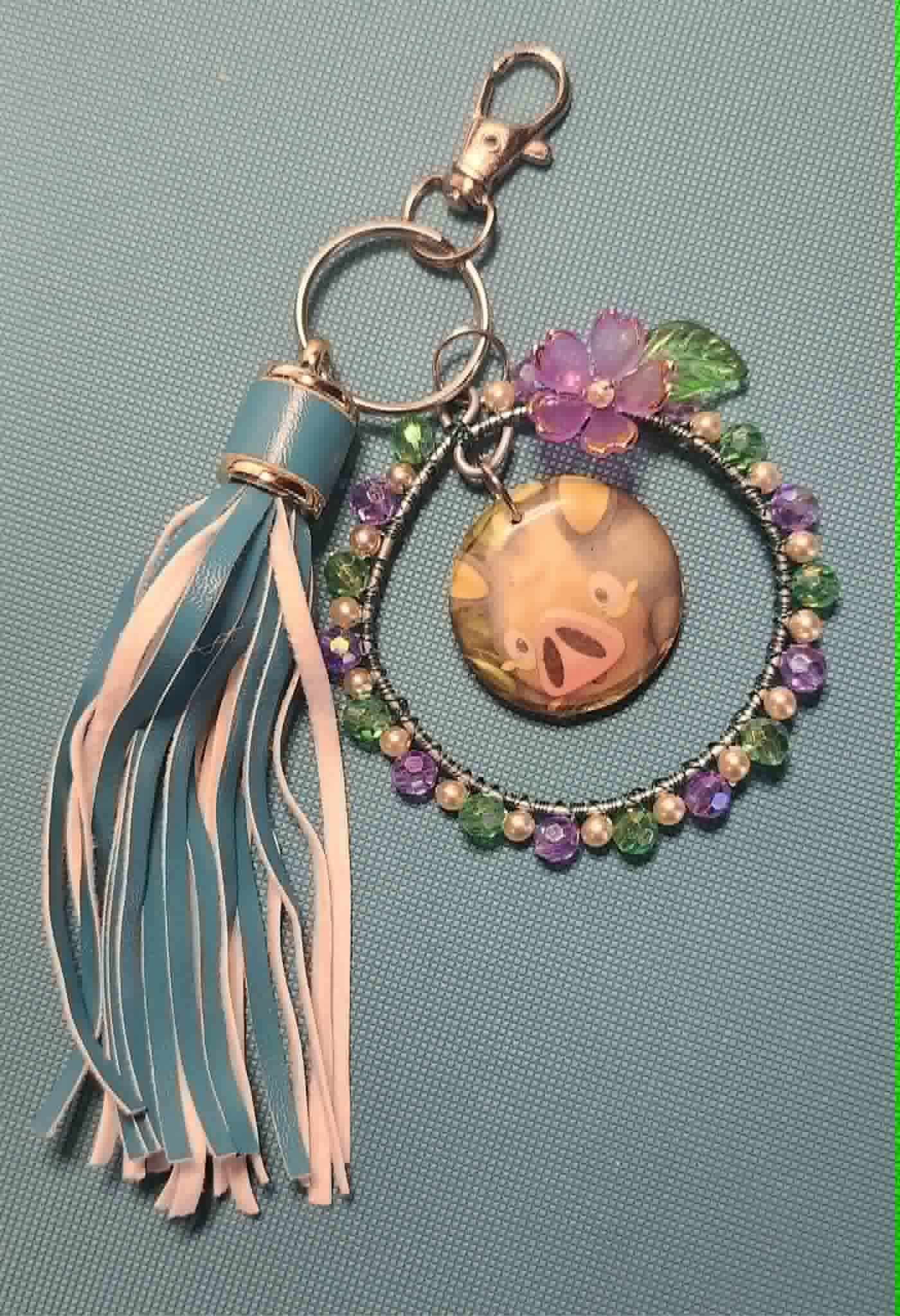 Handmade Double-Sided Lechonk Charm | Petal Dance Collection | Pokémon Floral Bag Charm & Keychain