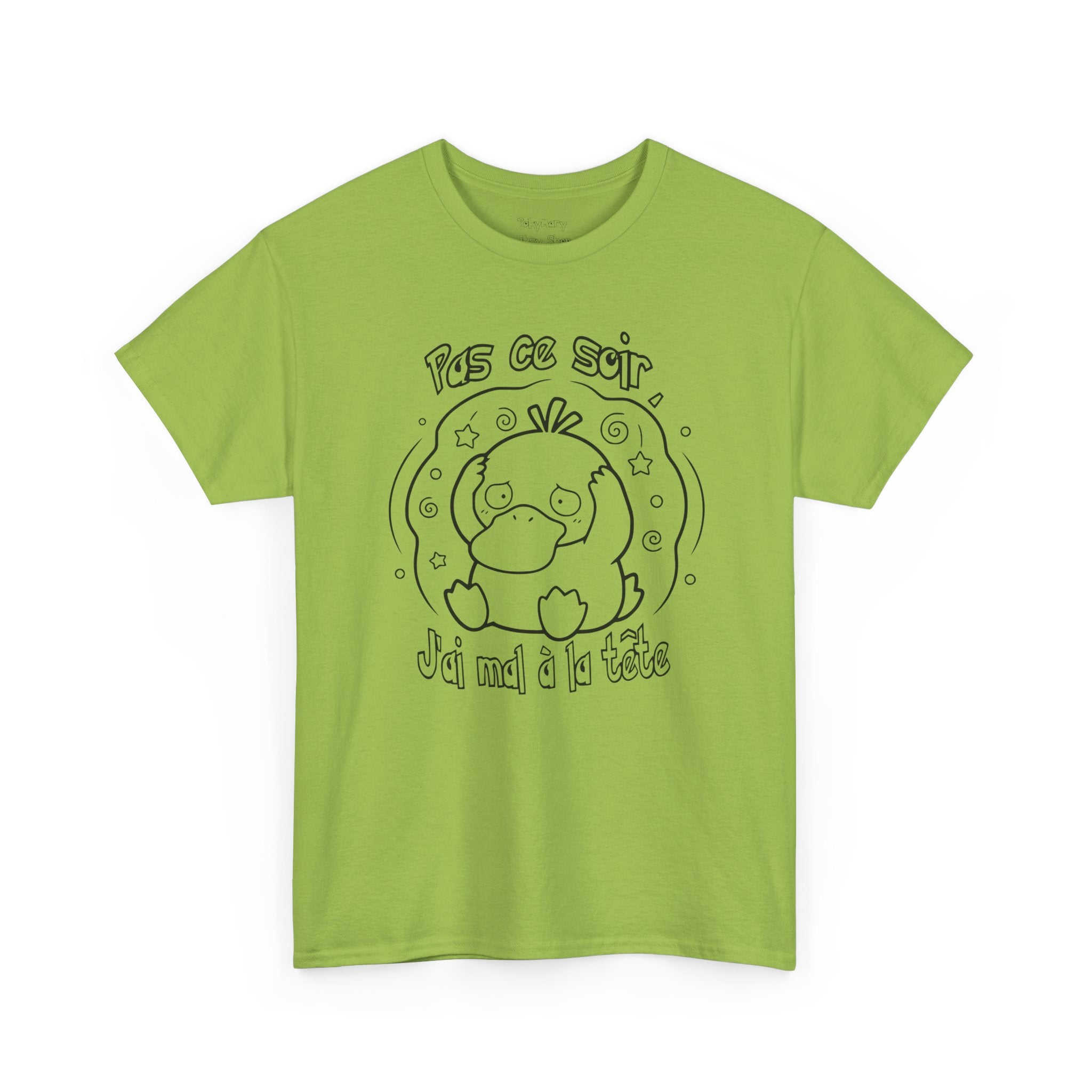 Canard Pas ce soir j'ai mal à la tête T-Shirt drôle francophone Animal Adorable Cadeau femme blonde copine