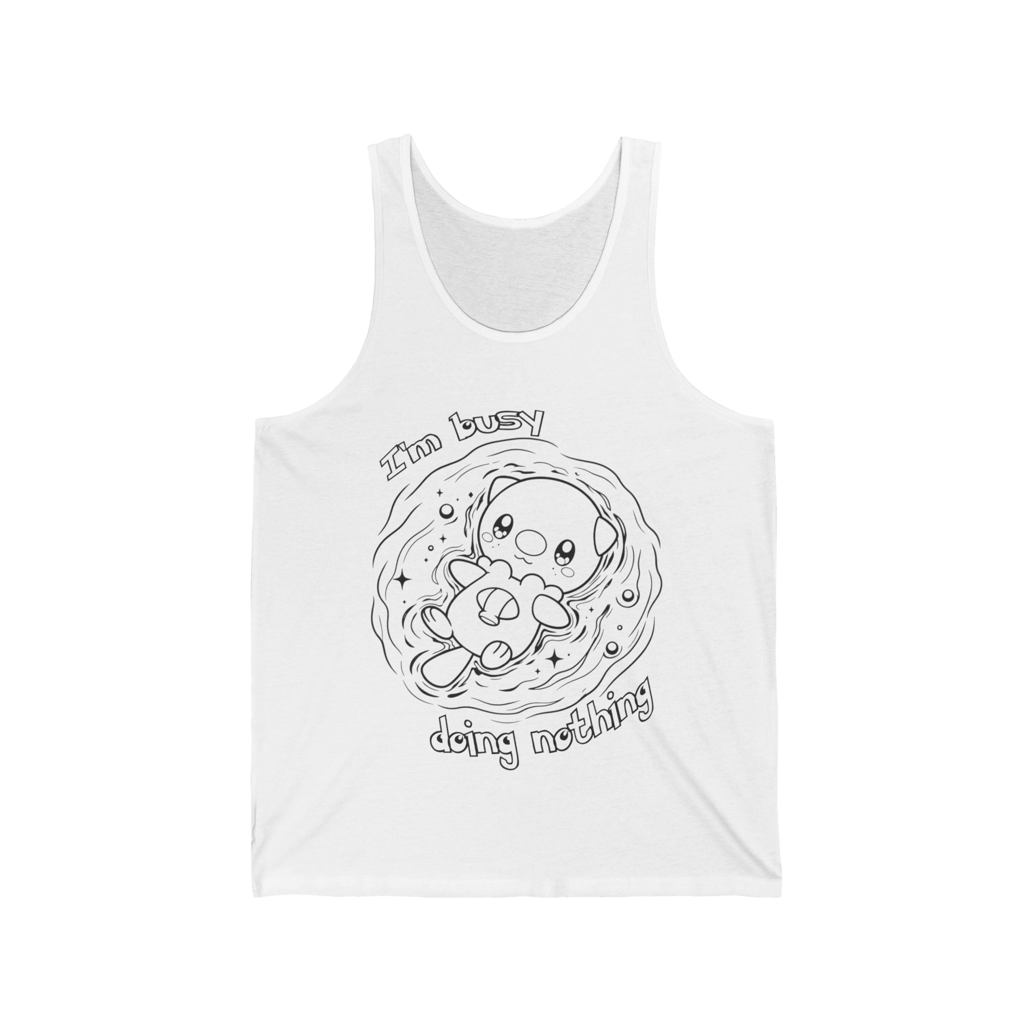 Otter Busy Doing Nothing Cute Lazy Otter Tank Top Kawaii Animal Simple Design Vacation Pool Day