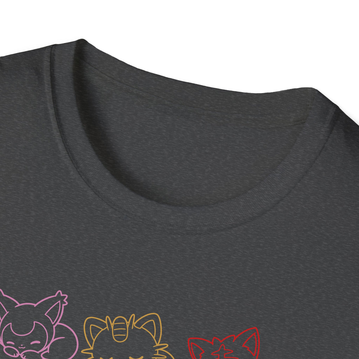 Sleeping Pokémon Cats Line Art T-Shirt | Pastel Rainbow Kitten Trio Anime Tee Shirt