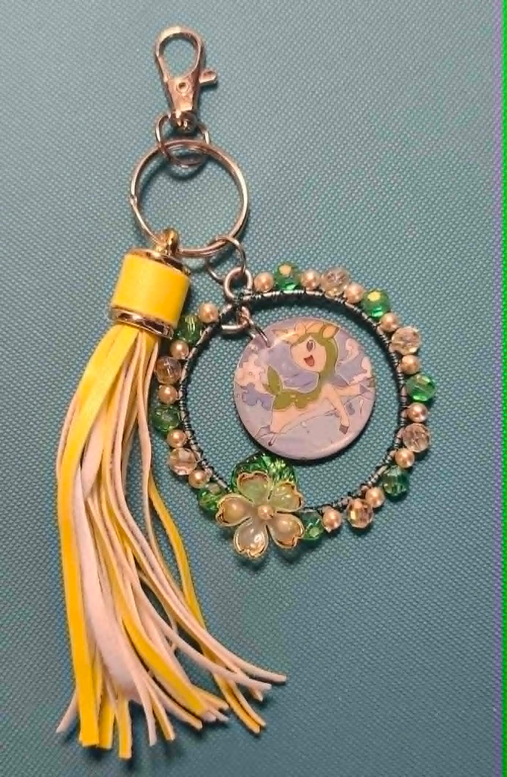 Handmade Deerling Charm | Petal Dance Collection | Pokémon Card Bag Charm & Floral Keychain