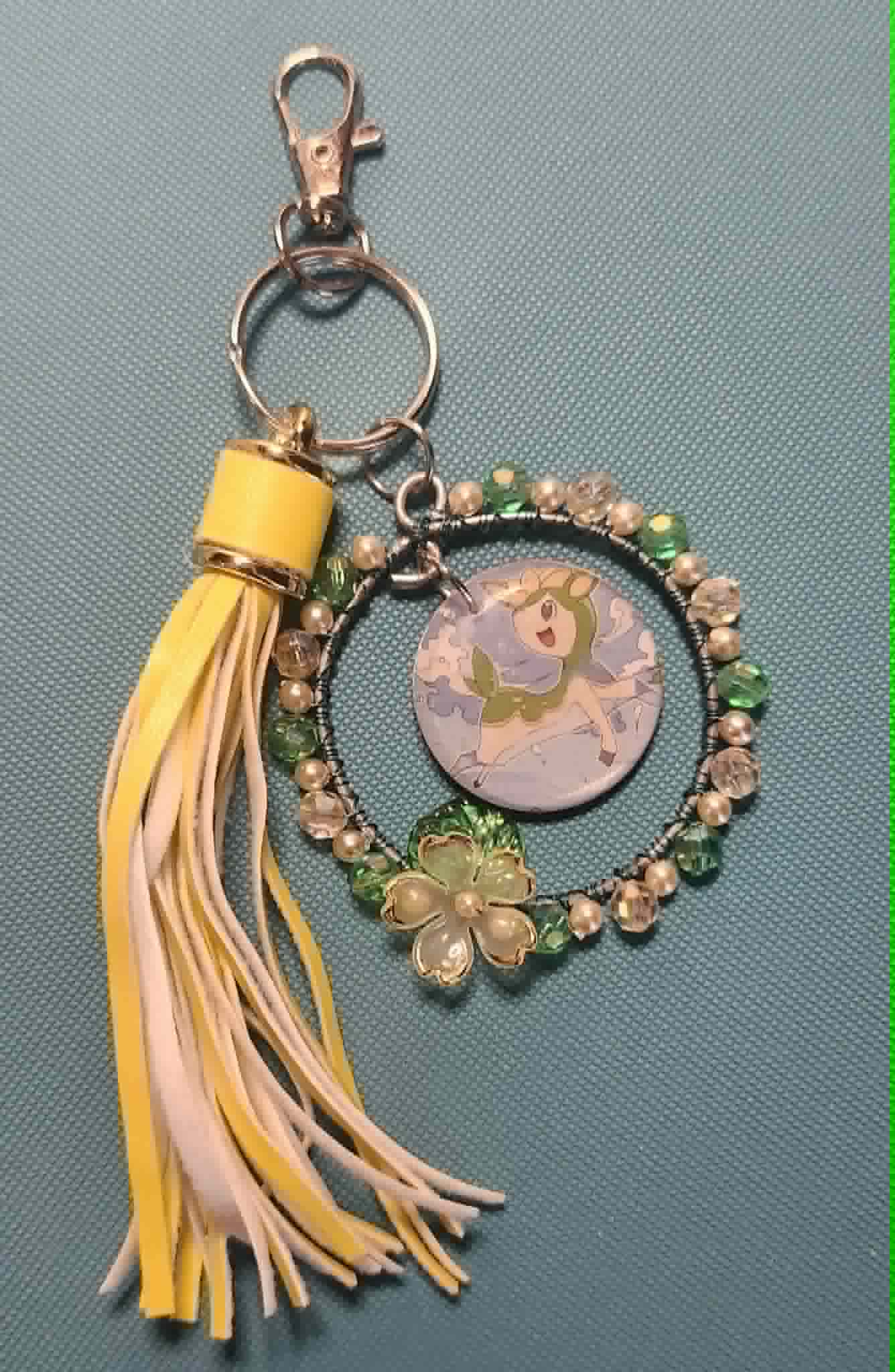 Handmade Deerling Charm | Petal Dance Collection | Pokémon Card Bag Charm & Floral Keychain