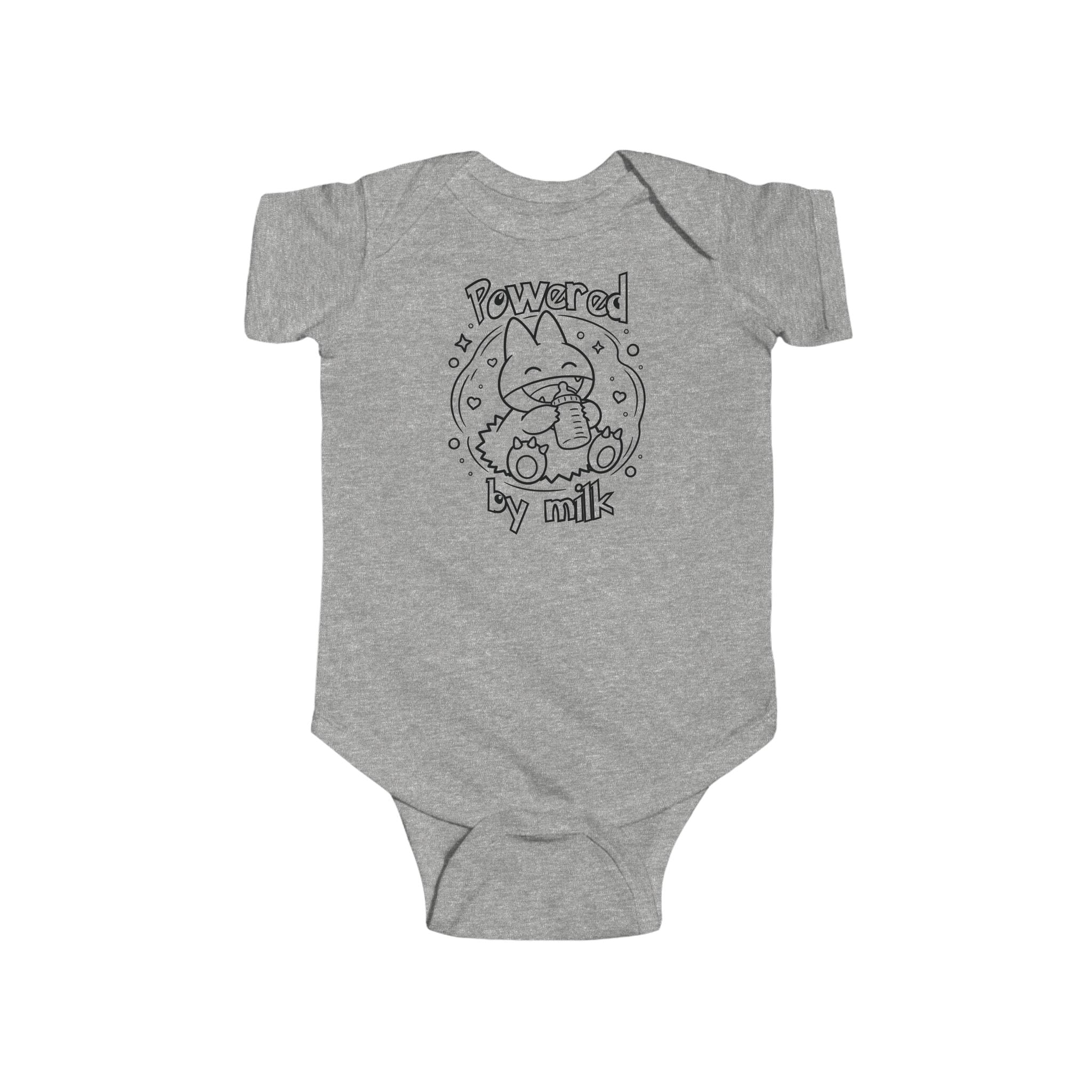 Baby Powered by Milk Infant Bodysuit | Cute Monster Drinking Bottle