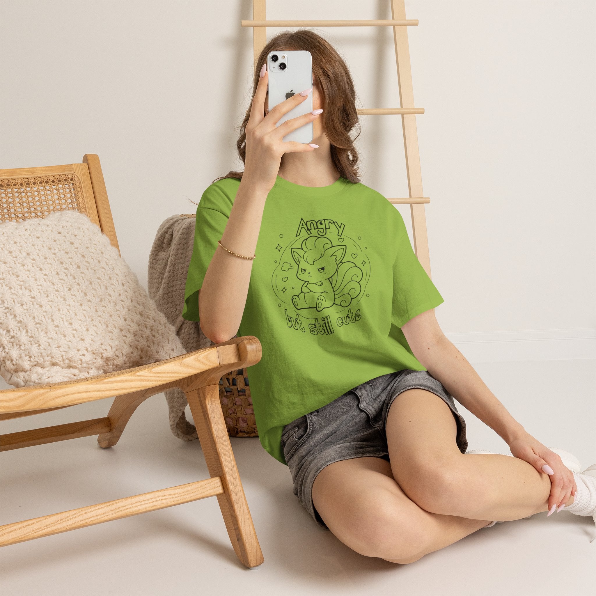 Fox Angry but still cute Grumpy Cute Fox Lady Shirt | Pouting Fox Illustration
