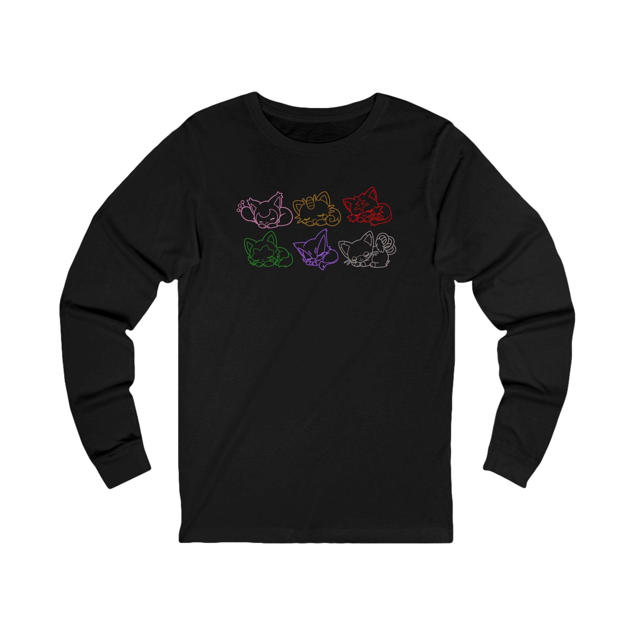 Sleeping Pkm Kittens Line Art long sleeve Shirt | pastel rainbow cat sketches Sweatshirt