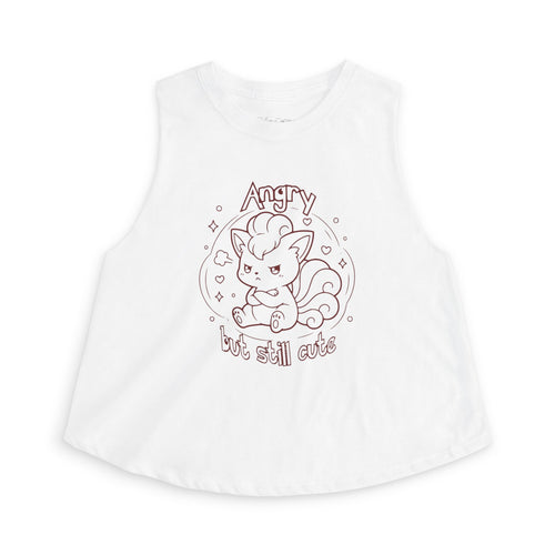 Fox Angry but still cute Grumpy Cute Fox Lady Crop Top | Pouting Fox Illustration