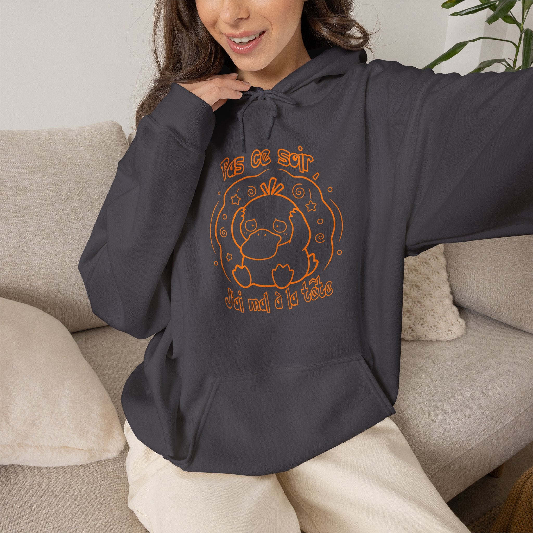 Canard Pas ce soir j'ai mal à la tête Hoodie drôle Sweater francophone Animal Adorable Cadeau femme blonde copine