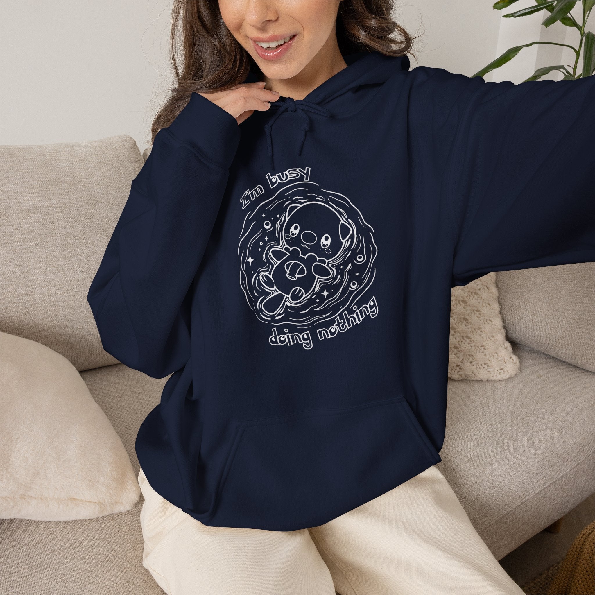 Otter Busy Doing Nothing Otter Hoodie | Cute Swimming Animal Graphic